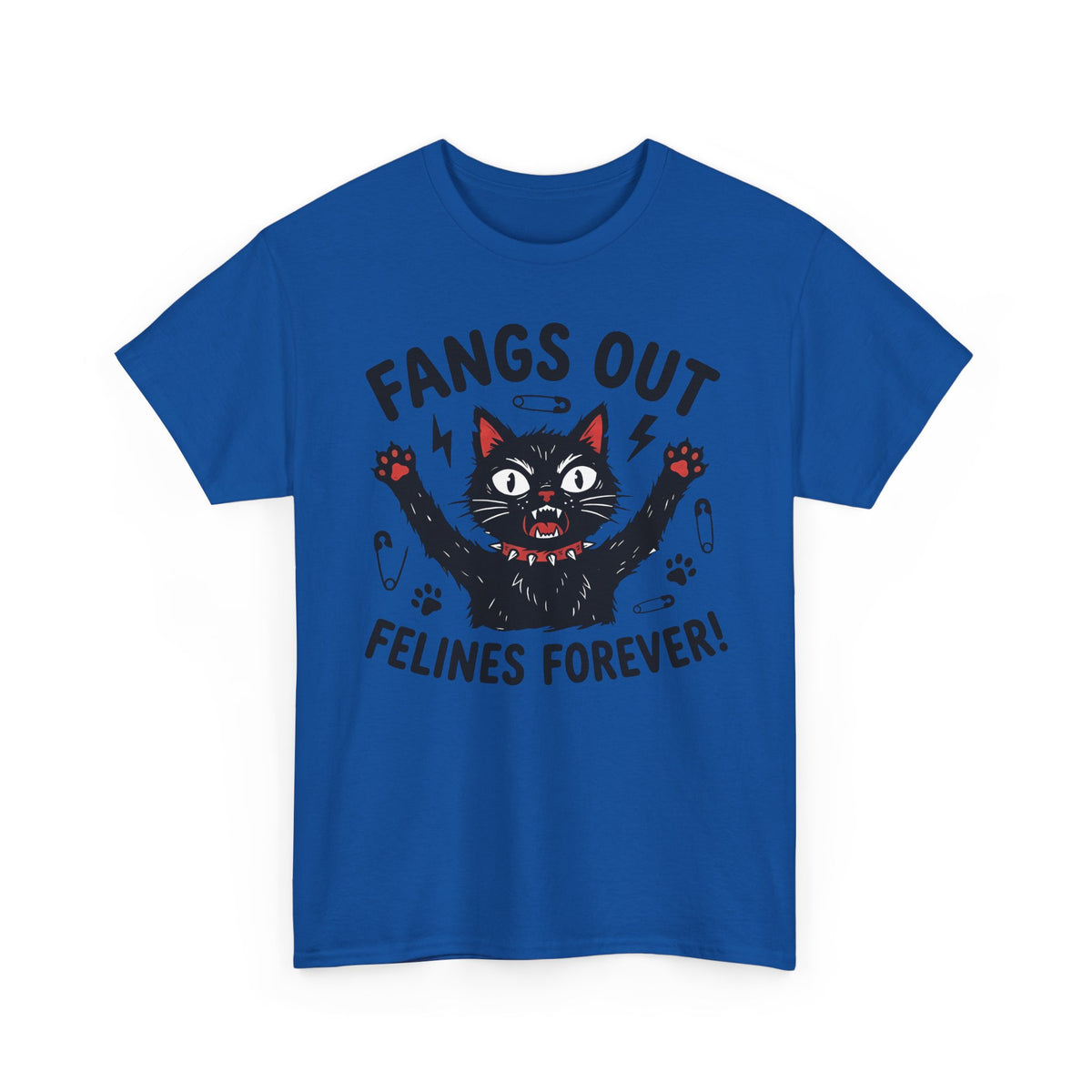 Fangs Out Felines Forever Tee — Cat Lover Graphic T‑Shirt