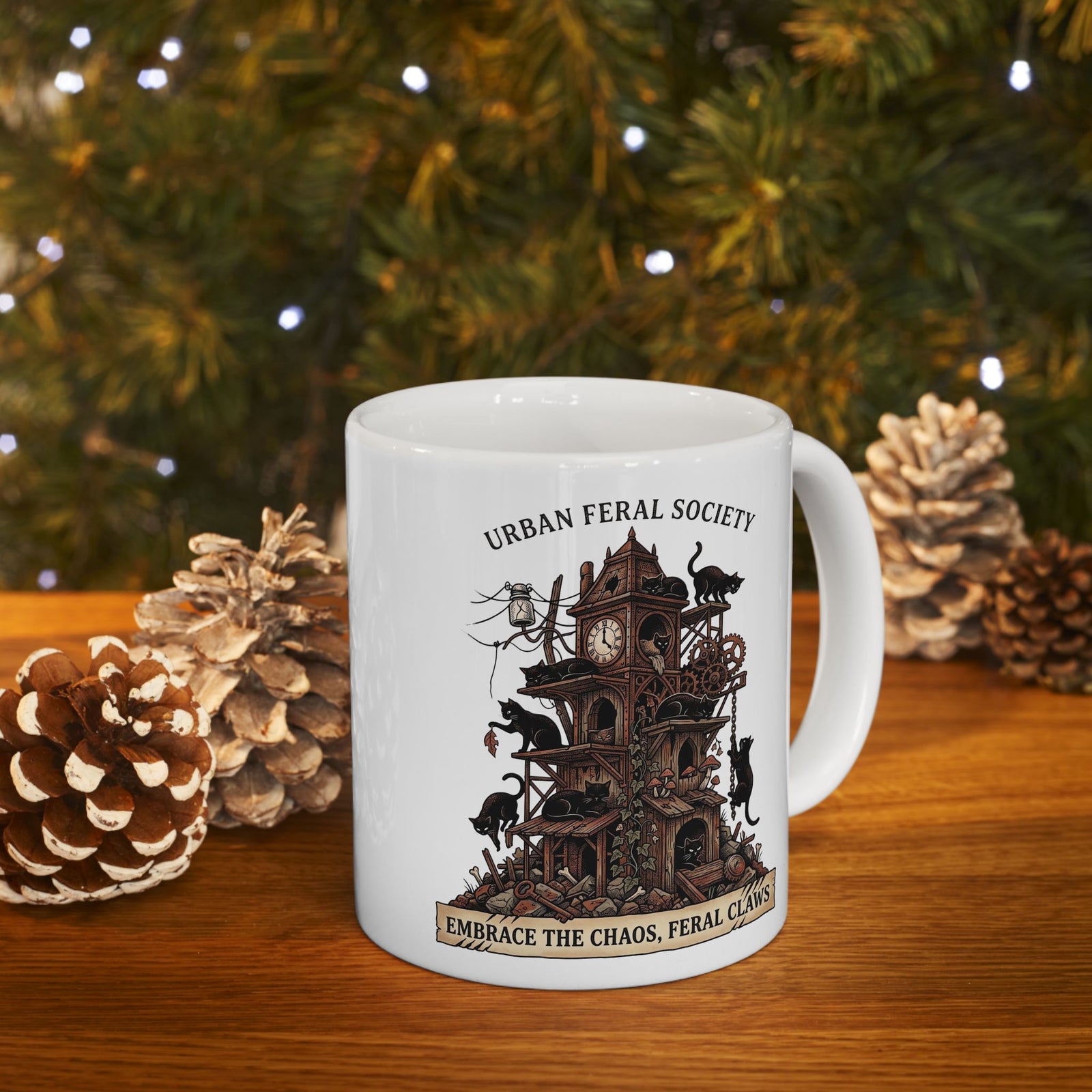 Black Cats Urban Feral Society Ceramic Mug