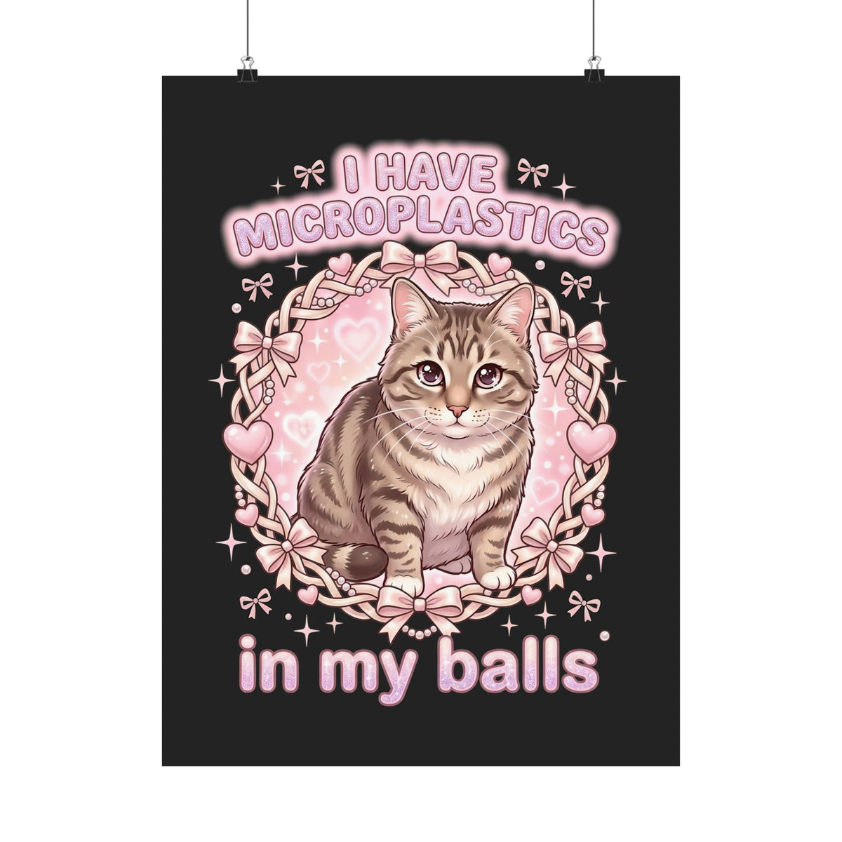 Funny Cat Poster "I Have Microplastics In My Balls" Meme Poster