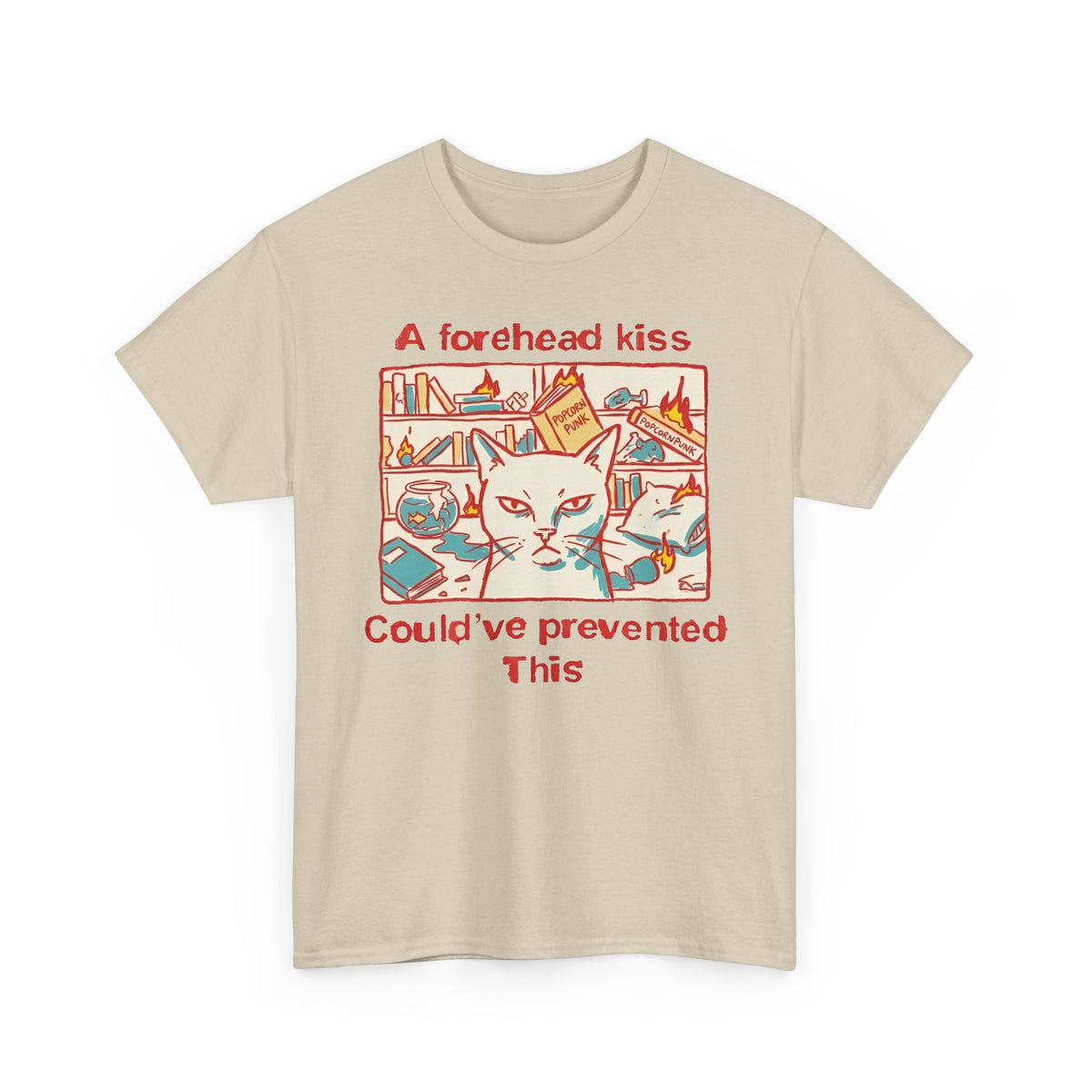Naughty Cat Forehead Kiss Tee - Funny Cat Lover T-Shirt