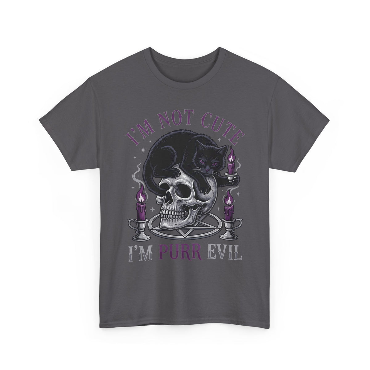 I'm Not Cute I'm Purr Evil T-Shirt – Gothic Cat Skull Tee