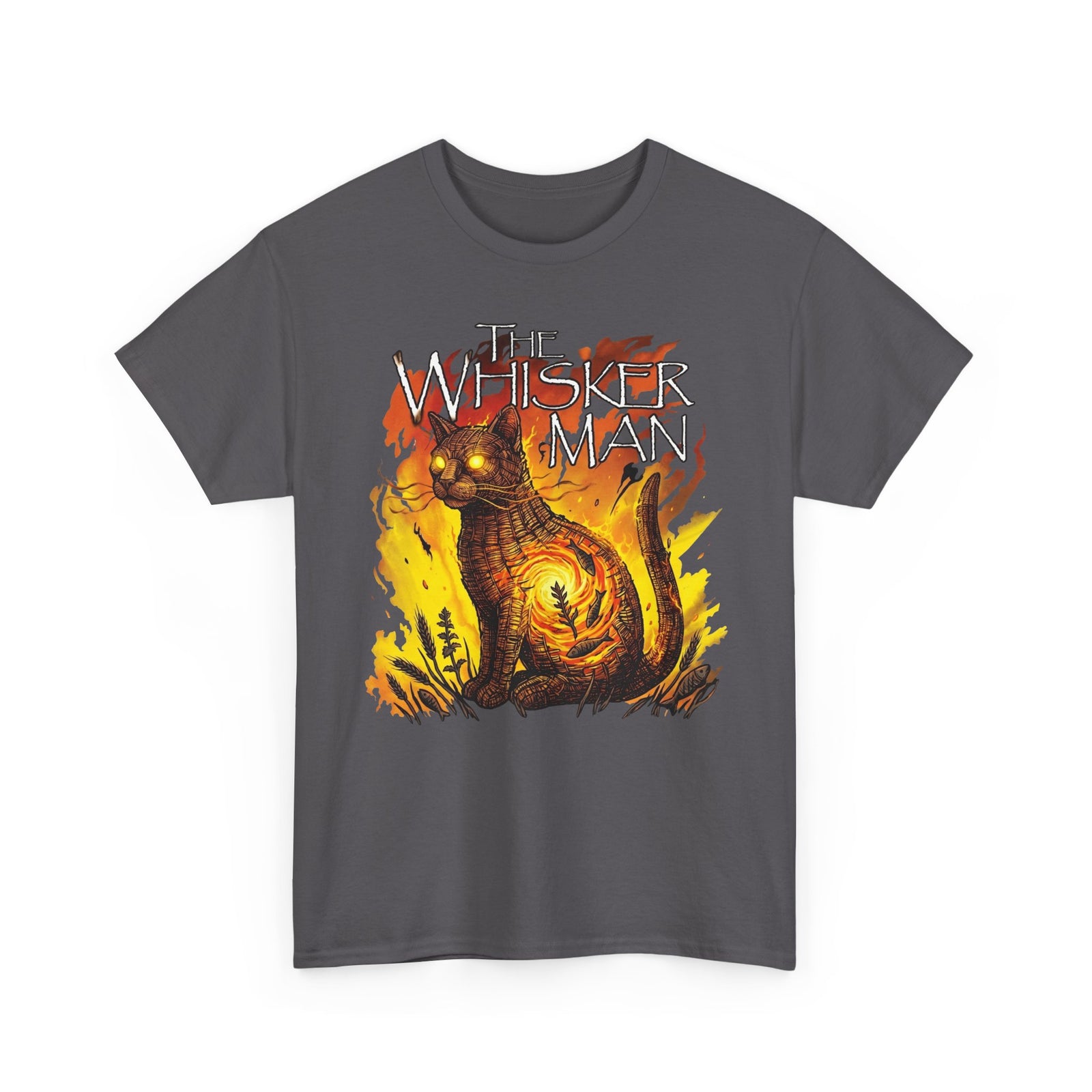 The Whisker Man Fiery Cat Horror Graphic Tee