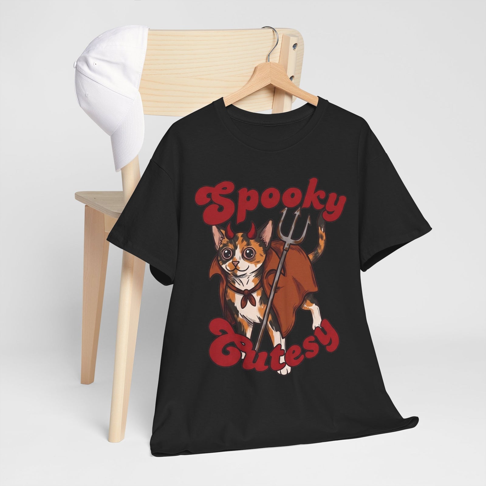 Spooky & Cutesy Devil Calico Cat Shirt — Funny Cute Halloween T-Shirt