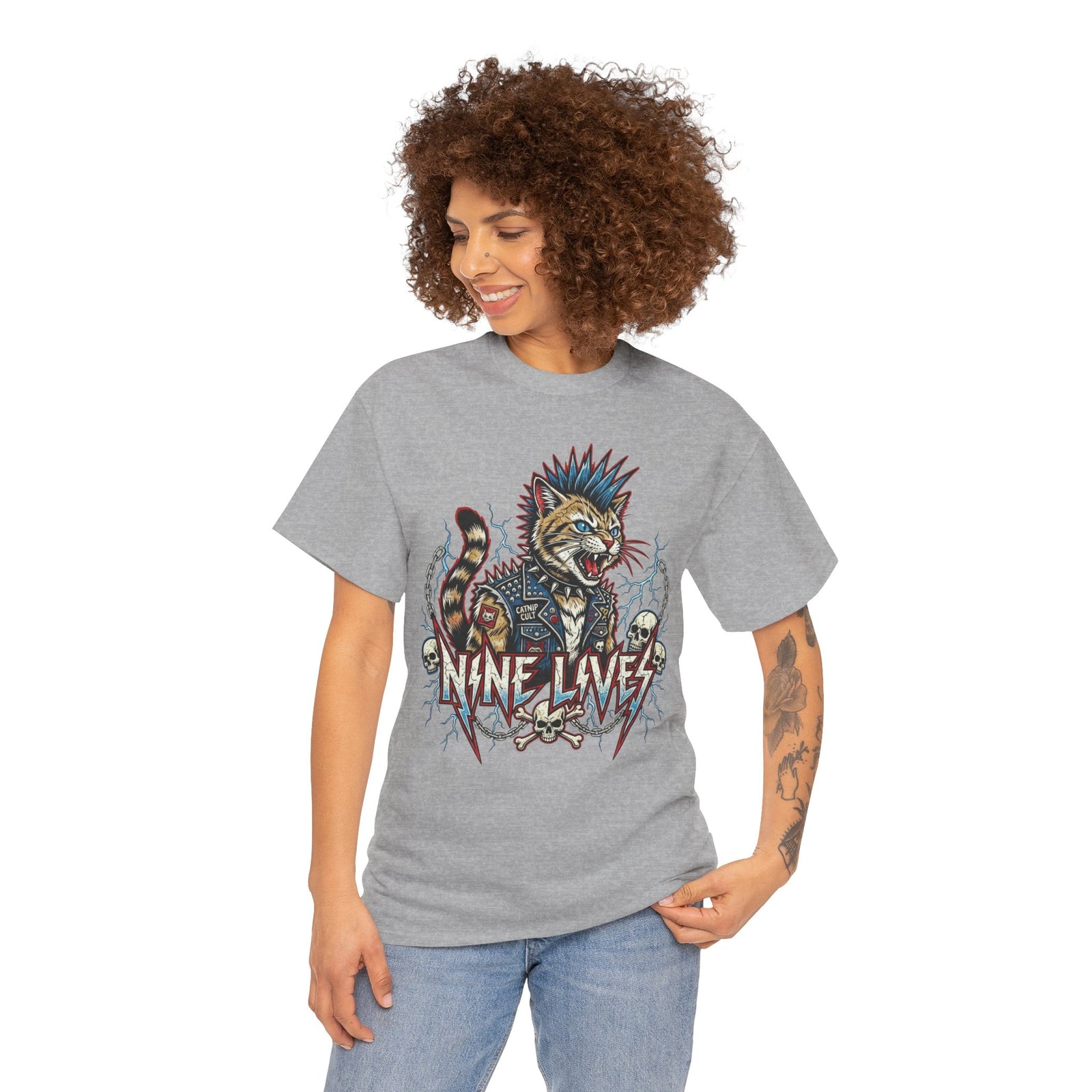 Nine Lives Cat T-Shirt — Retro Feline Graphic Tee