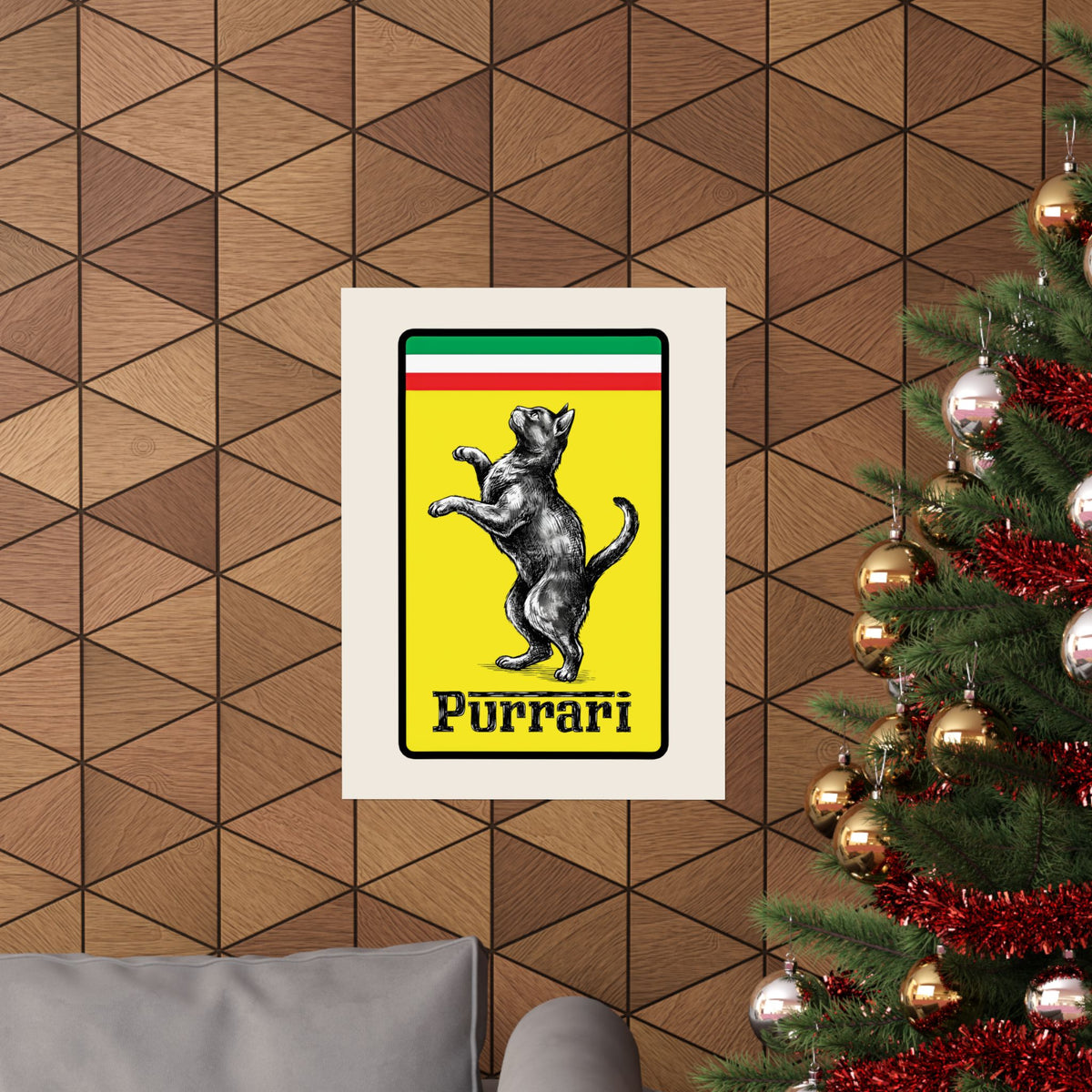 Purrari Poster — Cat Racing Graphic Poster