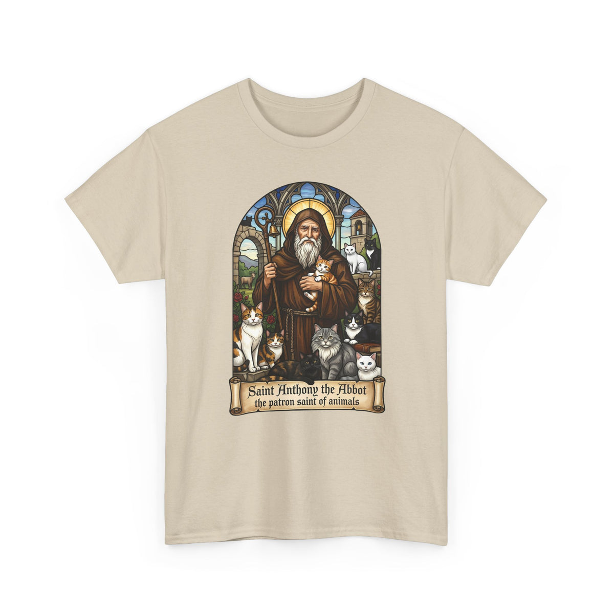 Saint Anthony the Abbot Cat T-Shirt Patron Saint of Animals Shirt
