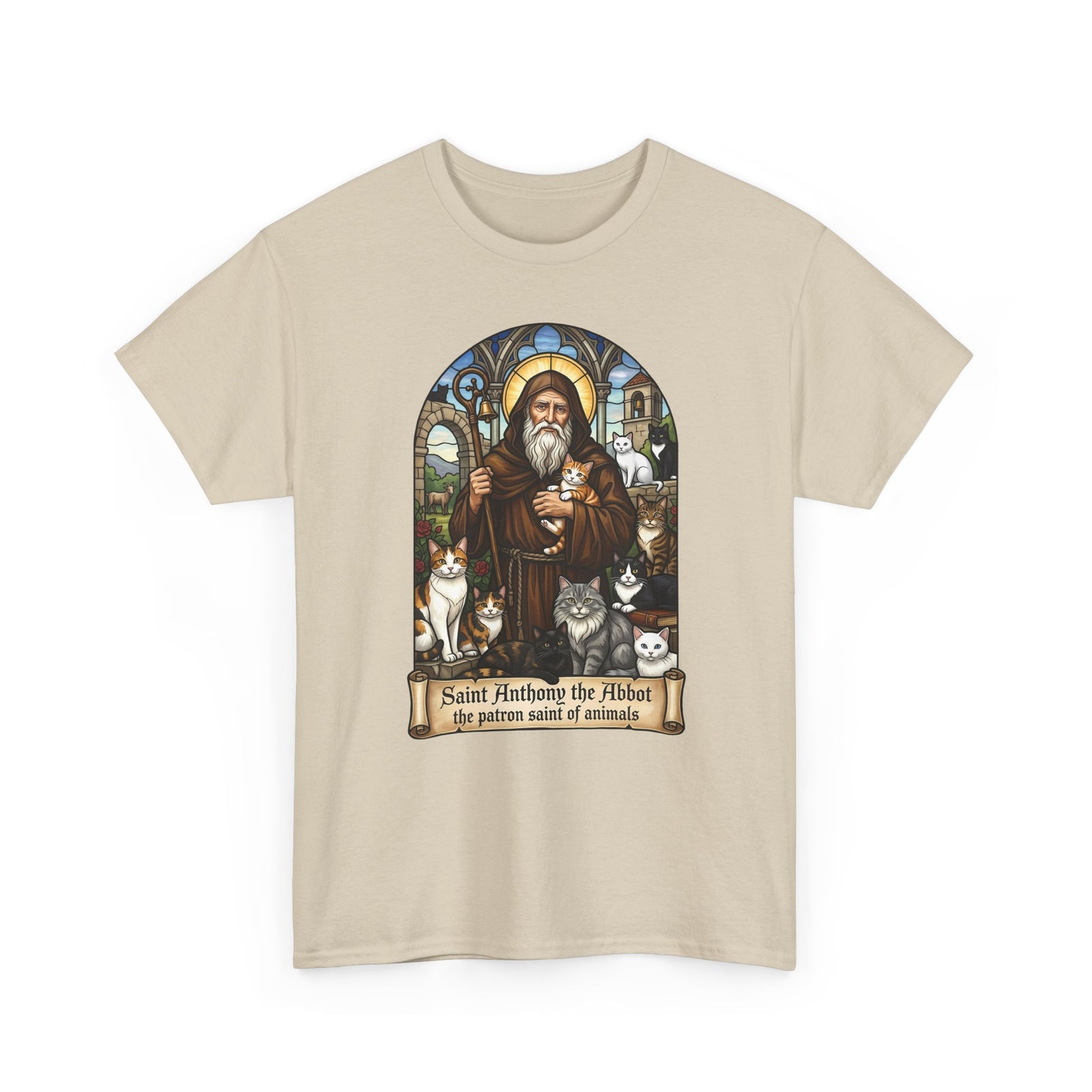 Saint Anthony the Abbot Cat T-Shirt Patron Saint of Animals Shirt