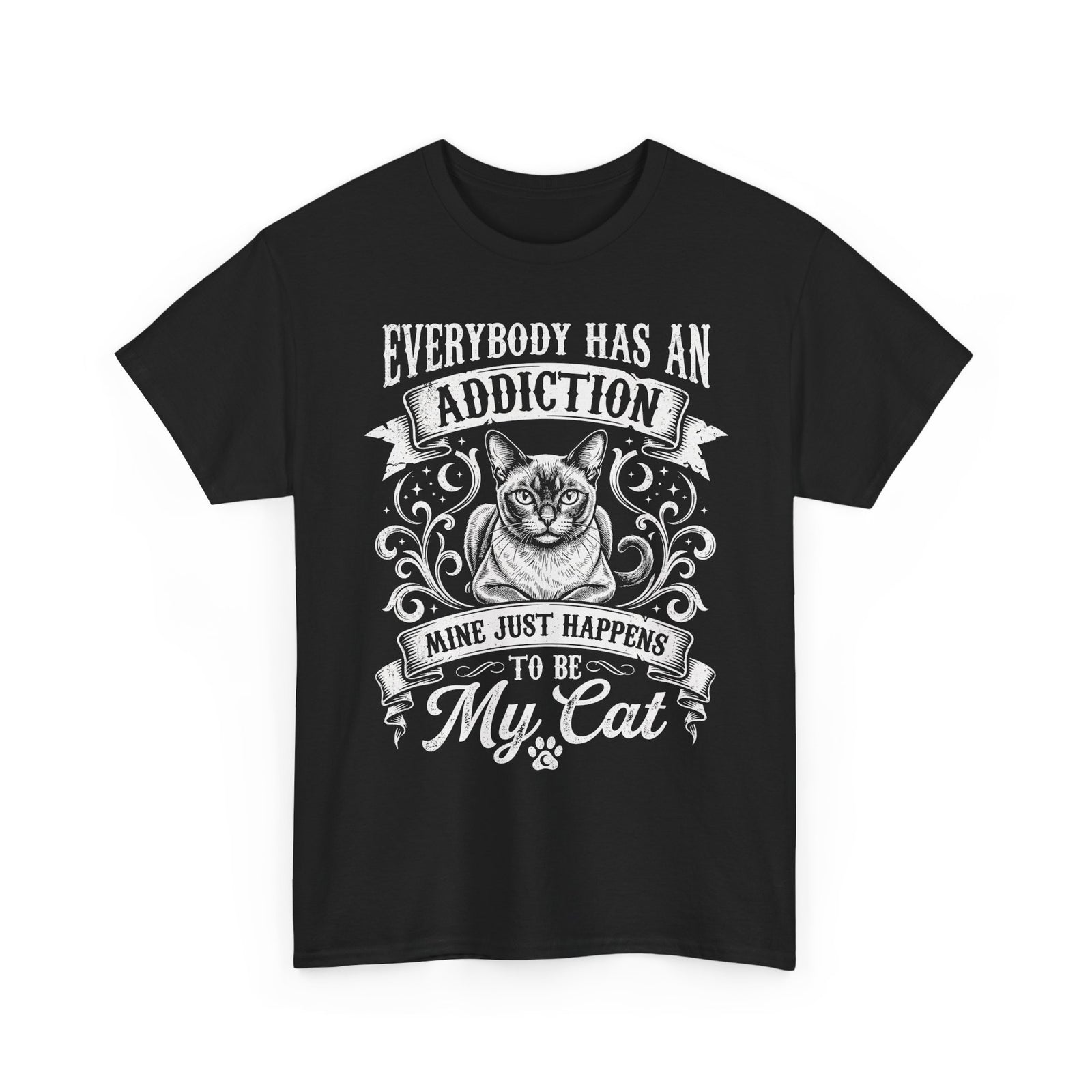 Cat Lover T-Shirt — "Everybody Has an Addiction, Mine Just Happens to Be My Cat" Graphic Tee