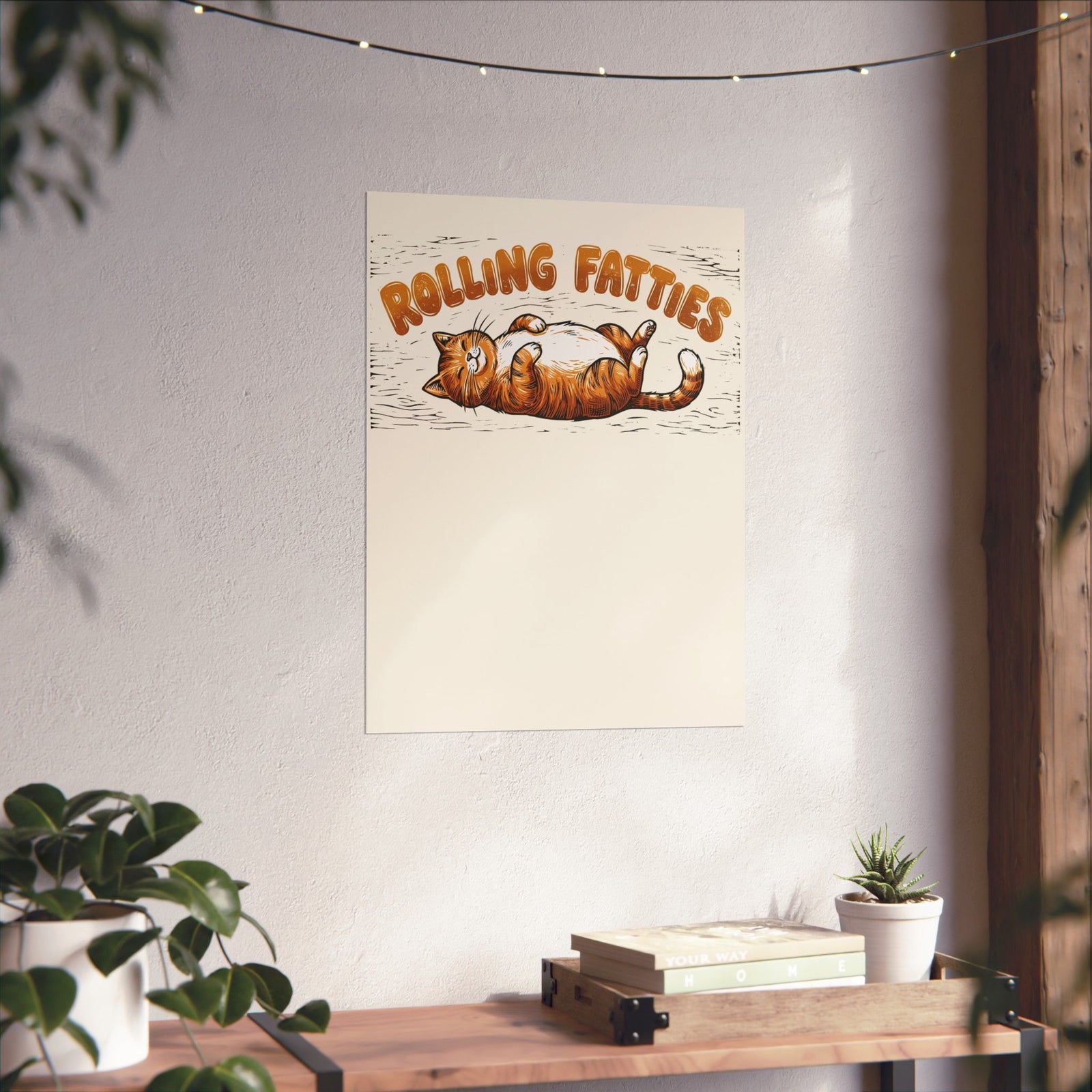 Rolling Fatties Cat Poster — Cute Cartoon Cat Graphic Poster