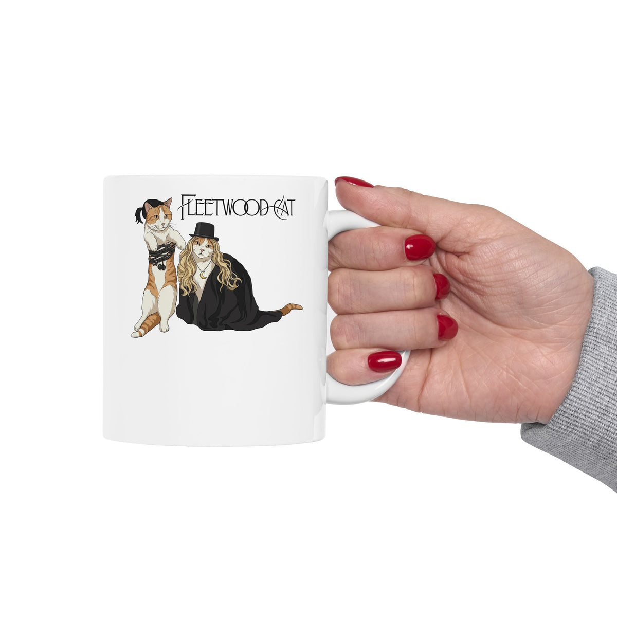 Fleetwood Cat Ceramic Mug – Vintage Band-Inspired Cat Graphic Mug