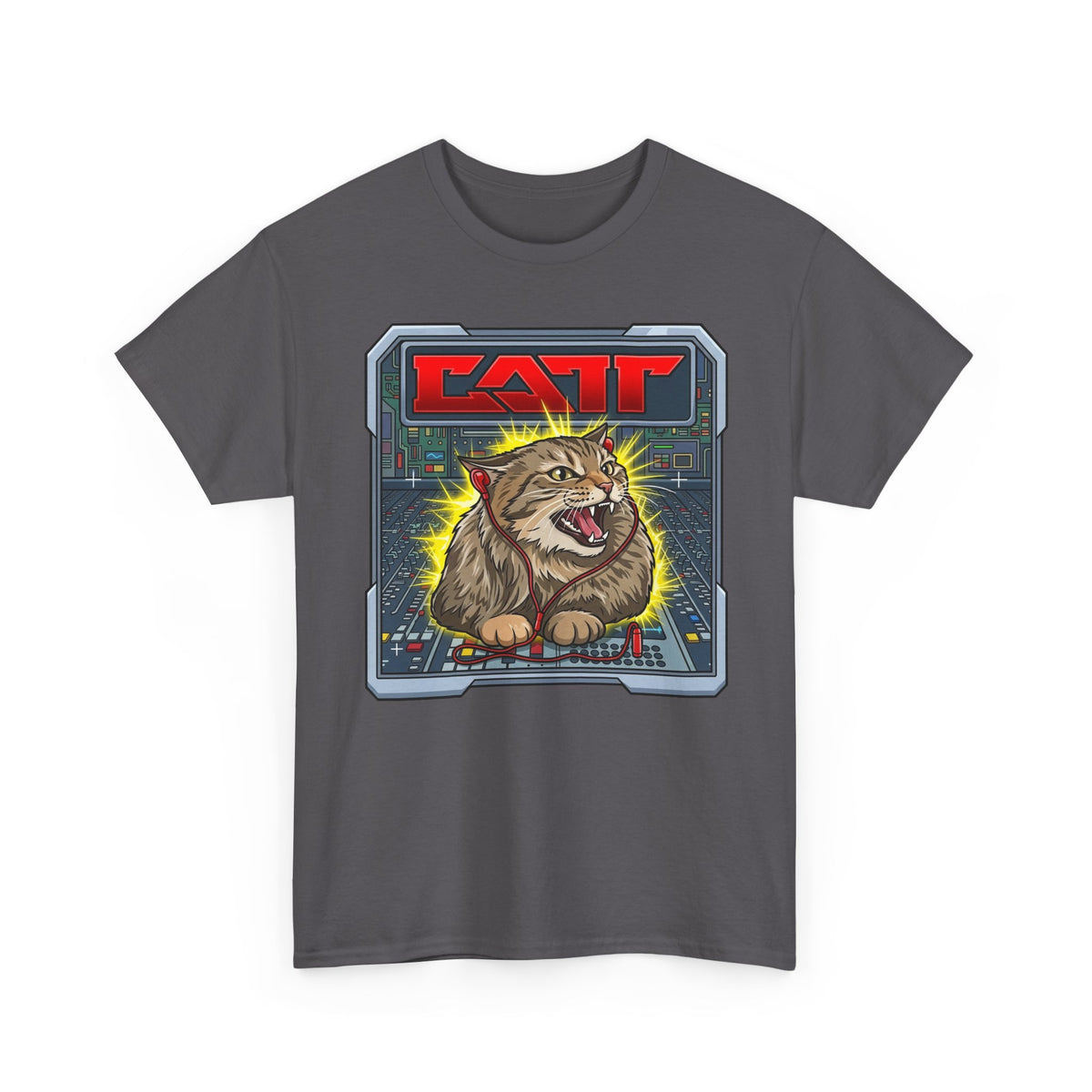 80s Hair Metal Cat T-Shirt — Vintage Rock Cat Graphic Tee