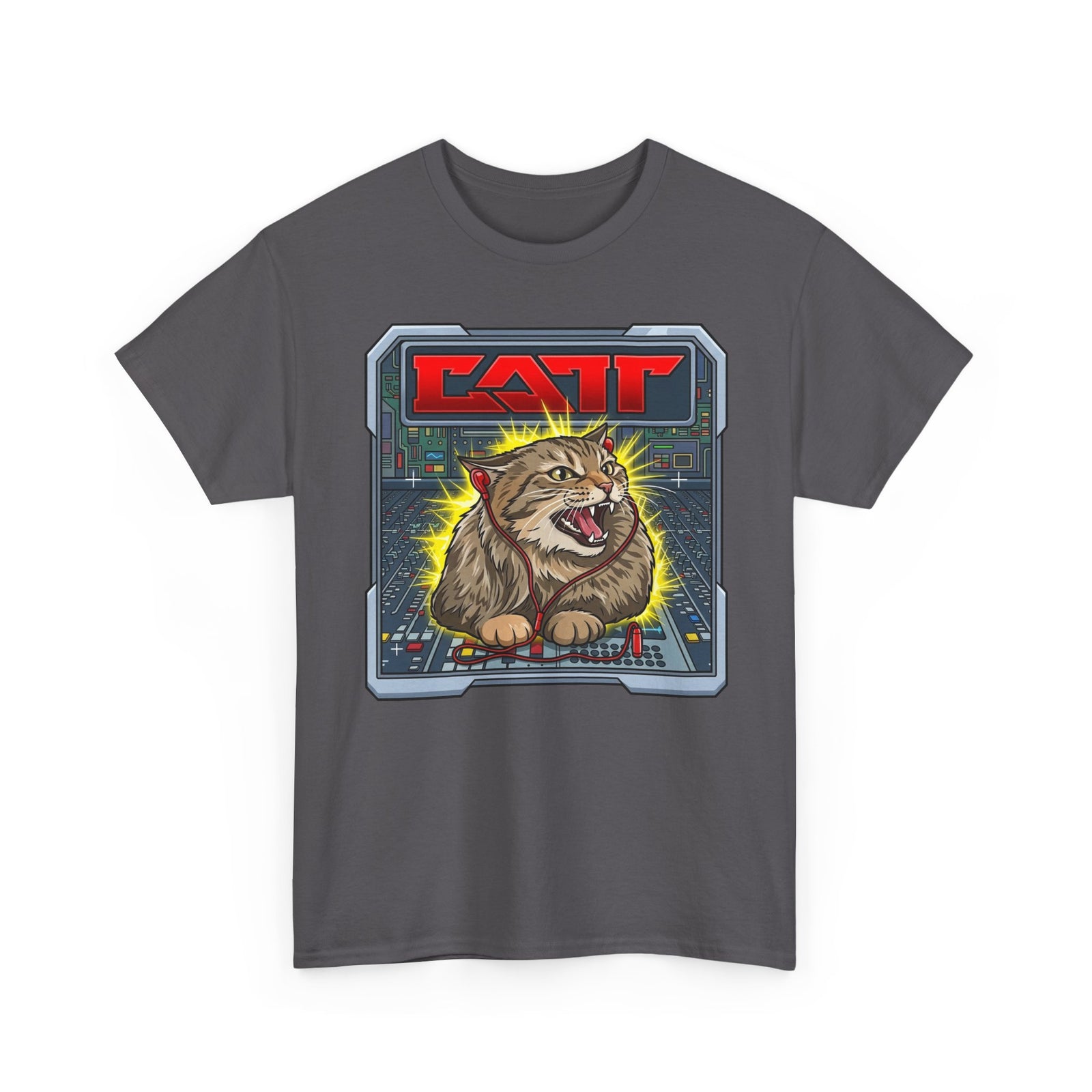 80s Hair Metal Cat T-Shirt — Vintage Rock Cat Graphic Tee