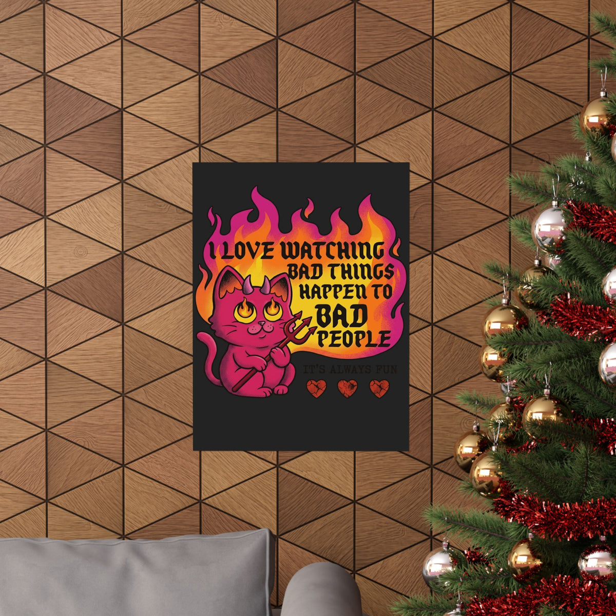 Evil Cat 'I Love Watching Bad Things' Poster