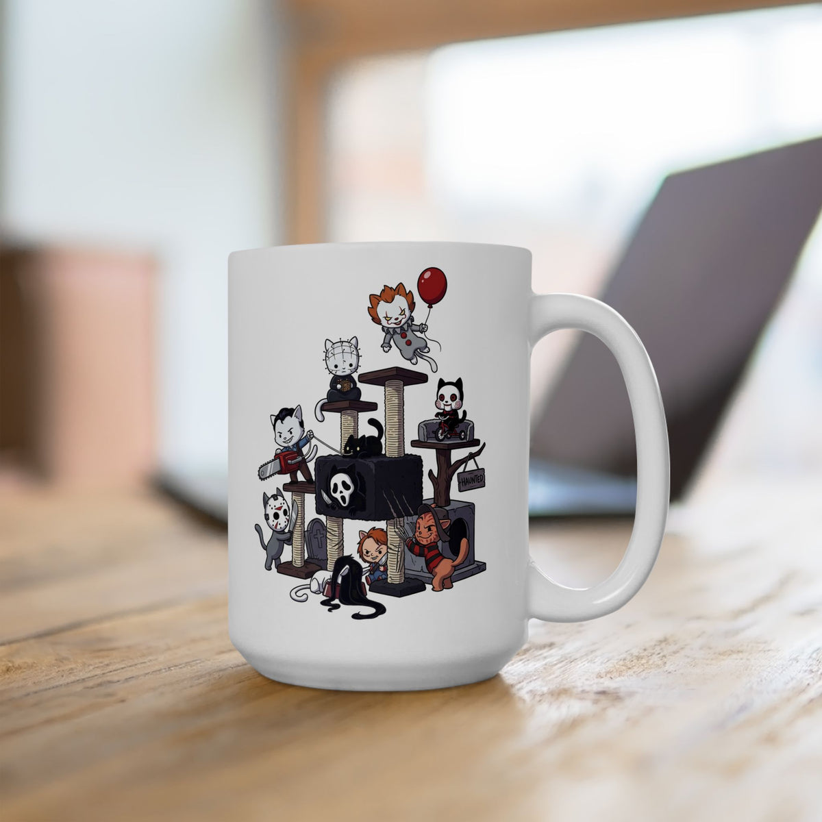 Horror Movie Cats T‑Mug — Cute Creepy Kitty Playground