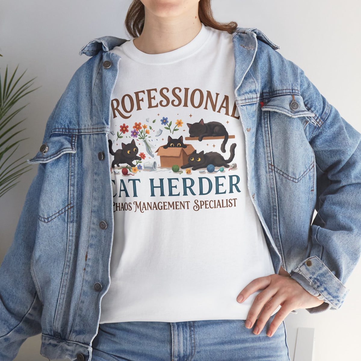 Professional Cat Herder T-Shirt — Funny Chaos Management Specialist Tee