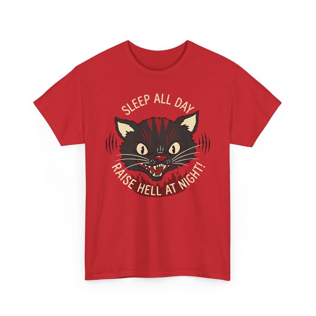 Funny Cat 'Sleep All Day, Raise Hell At Night' T-Shirt