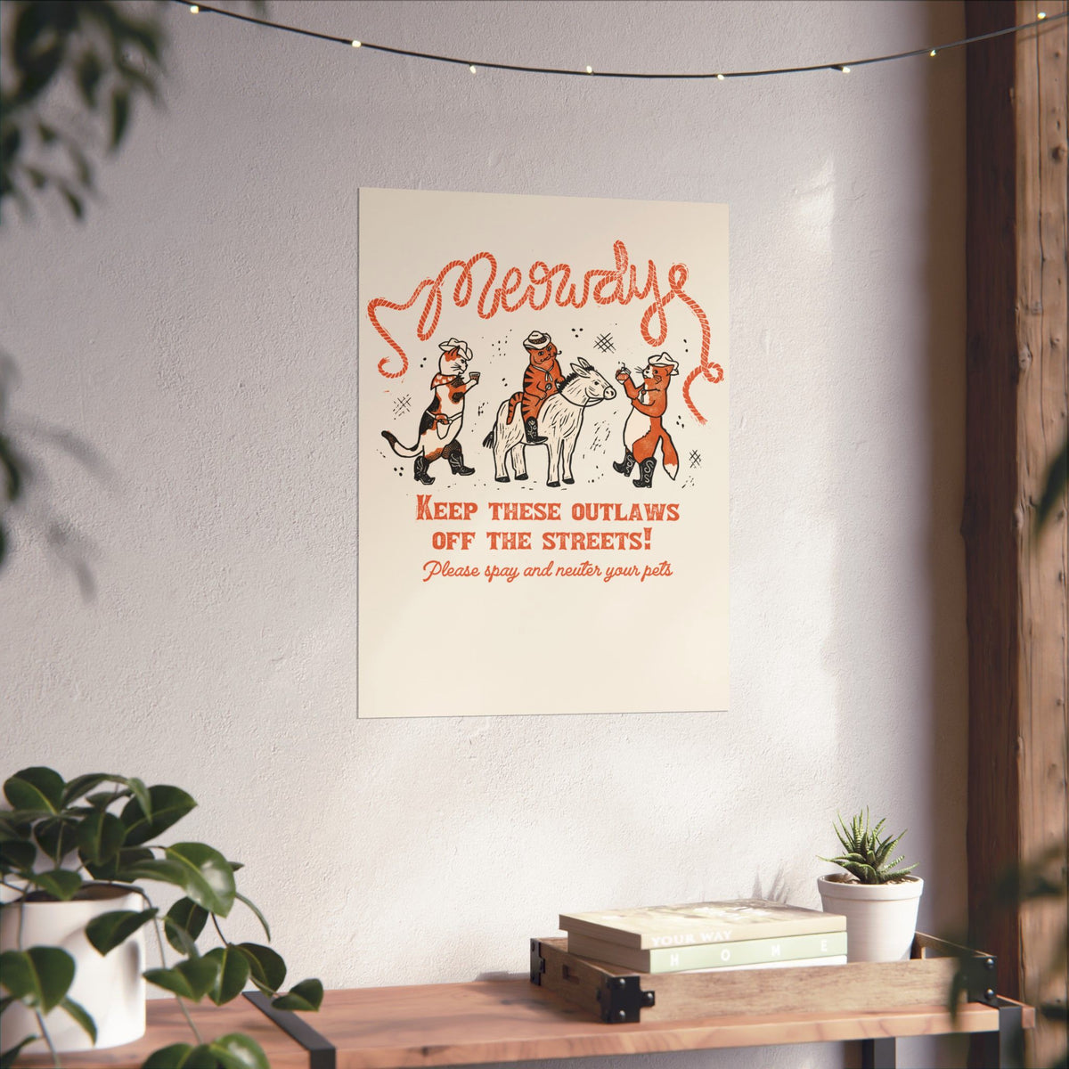 Meowdy Cat Poster — Funny Cowgirl Cat Poster