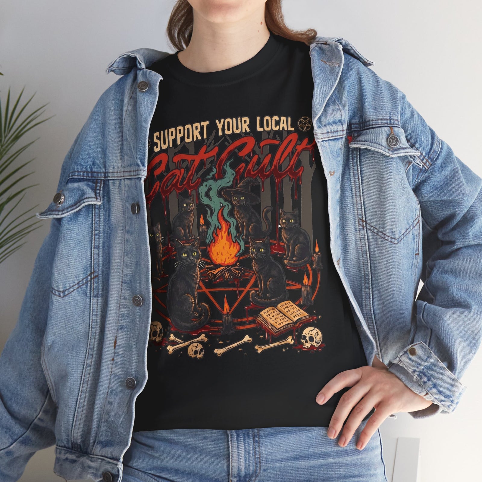Support Your Local Cat Cult T-Shirt — Witchy Occult Black Cats Tee