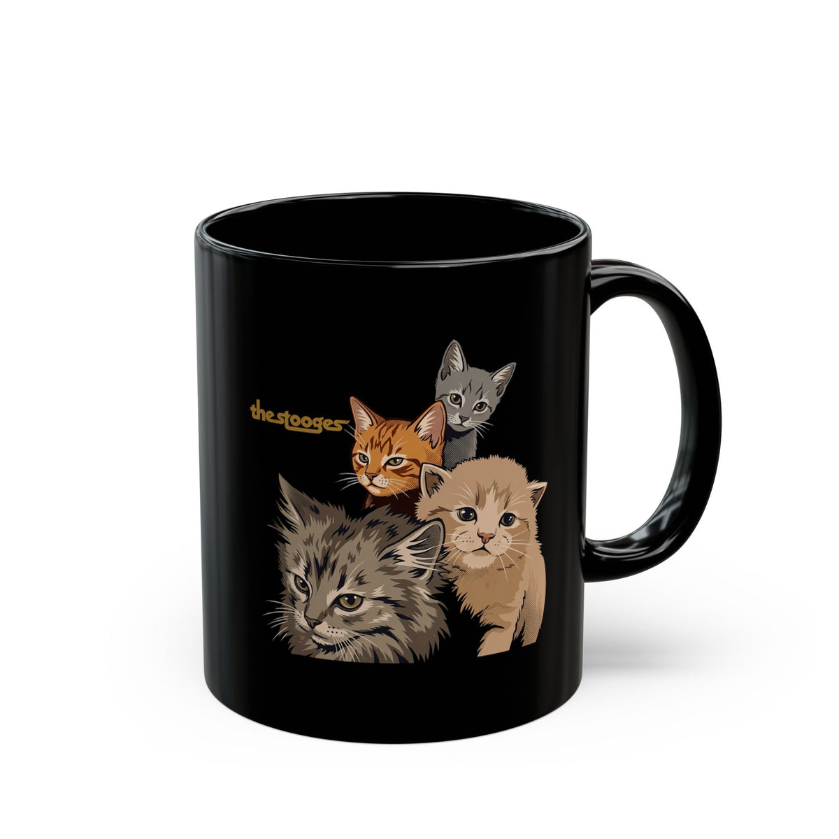 The Stooges Cat Black Mug