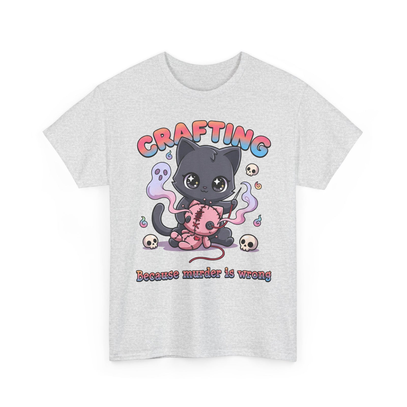 Crafting Because Murder Is Wrong Black Cat Shirt — Creepy Cute Voodoo Doll T-Shirt