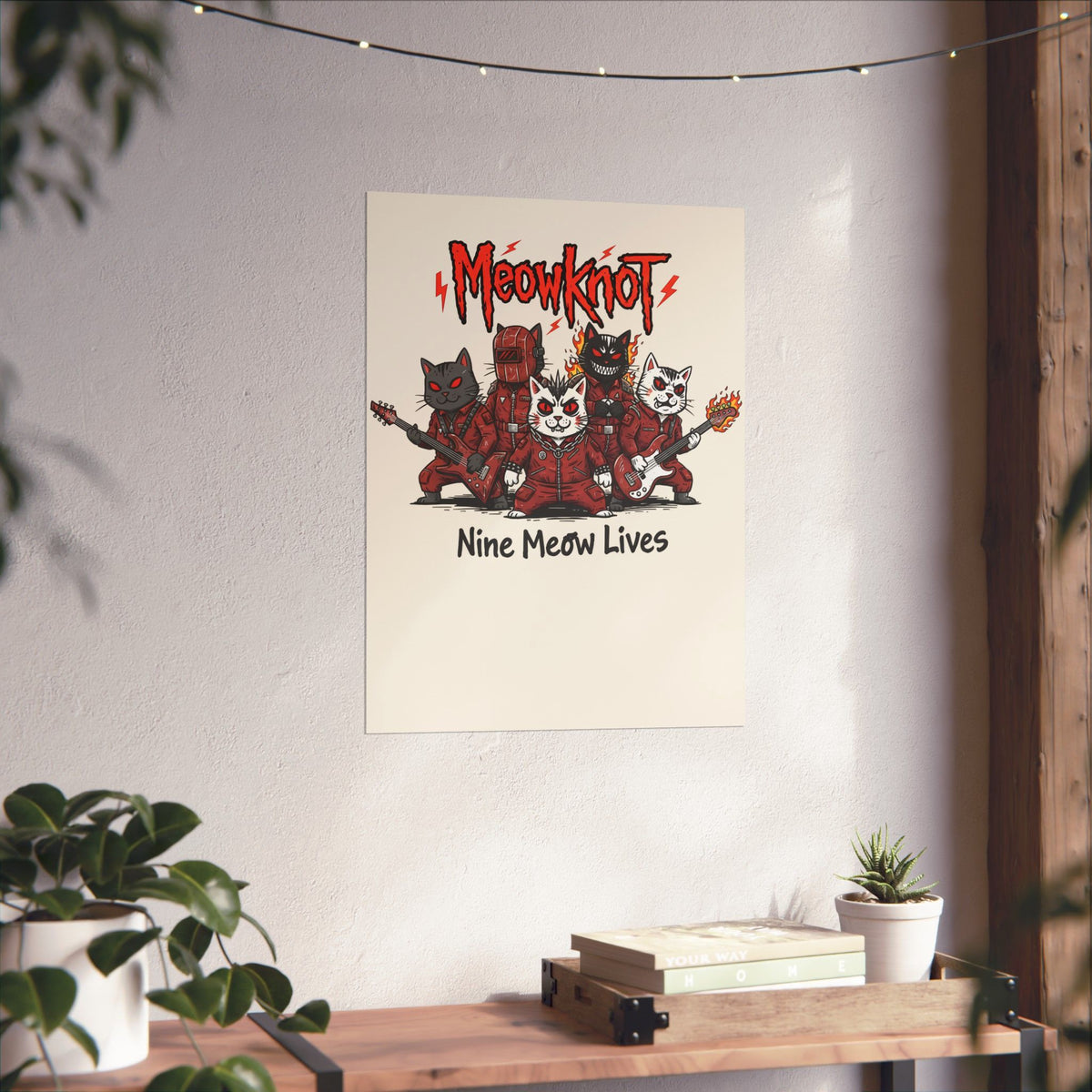Meowknot Cat Band Poster — Cute Musical Cat Graphic Poster