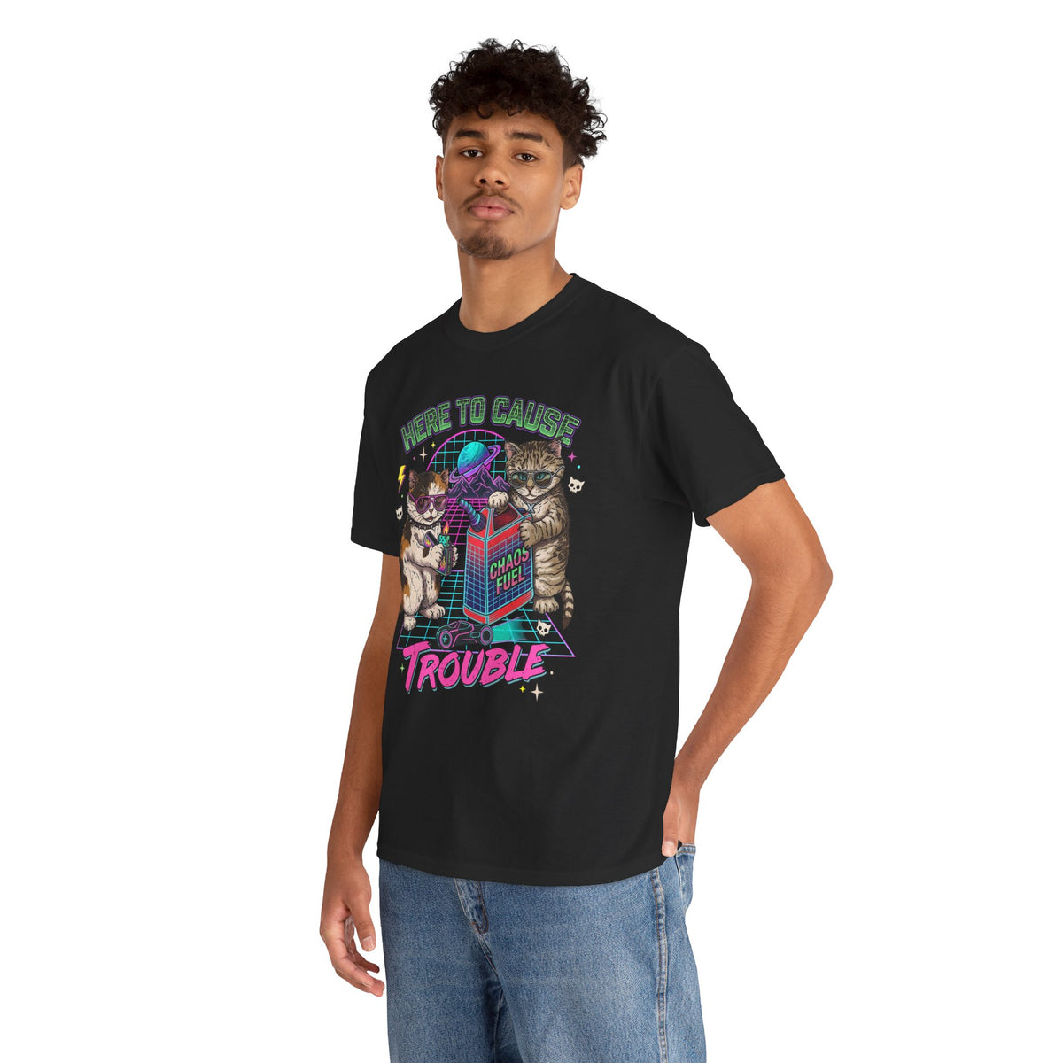 Here to Cause Trouble Naughty Cats T-Shirt