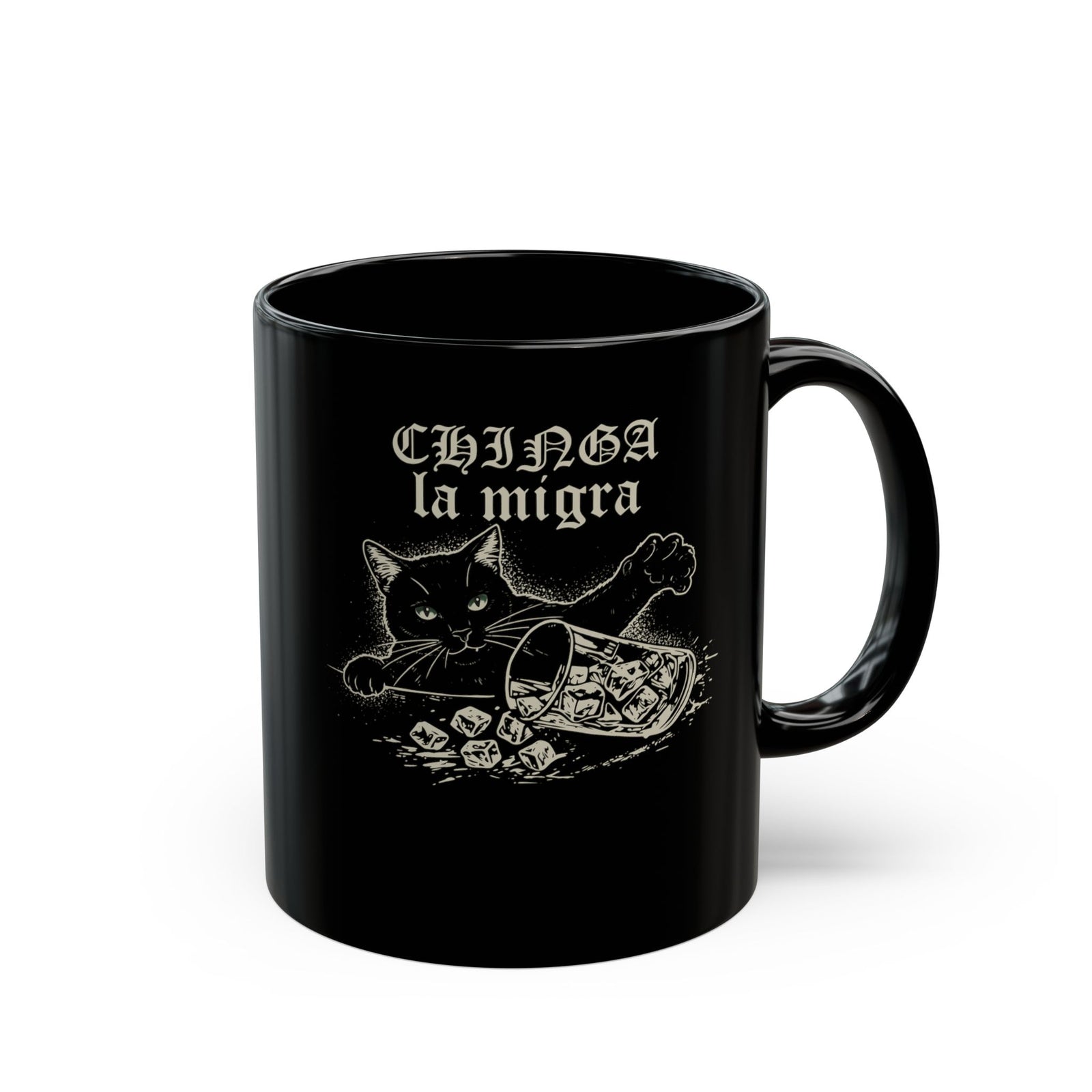 Chinga la migra Cat Black Mug