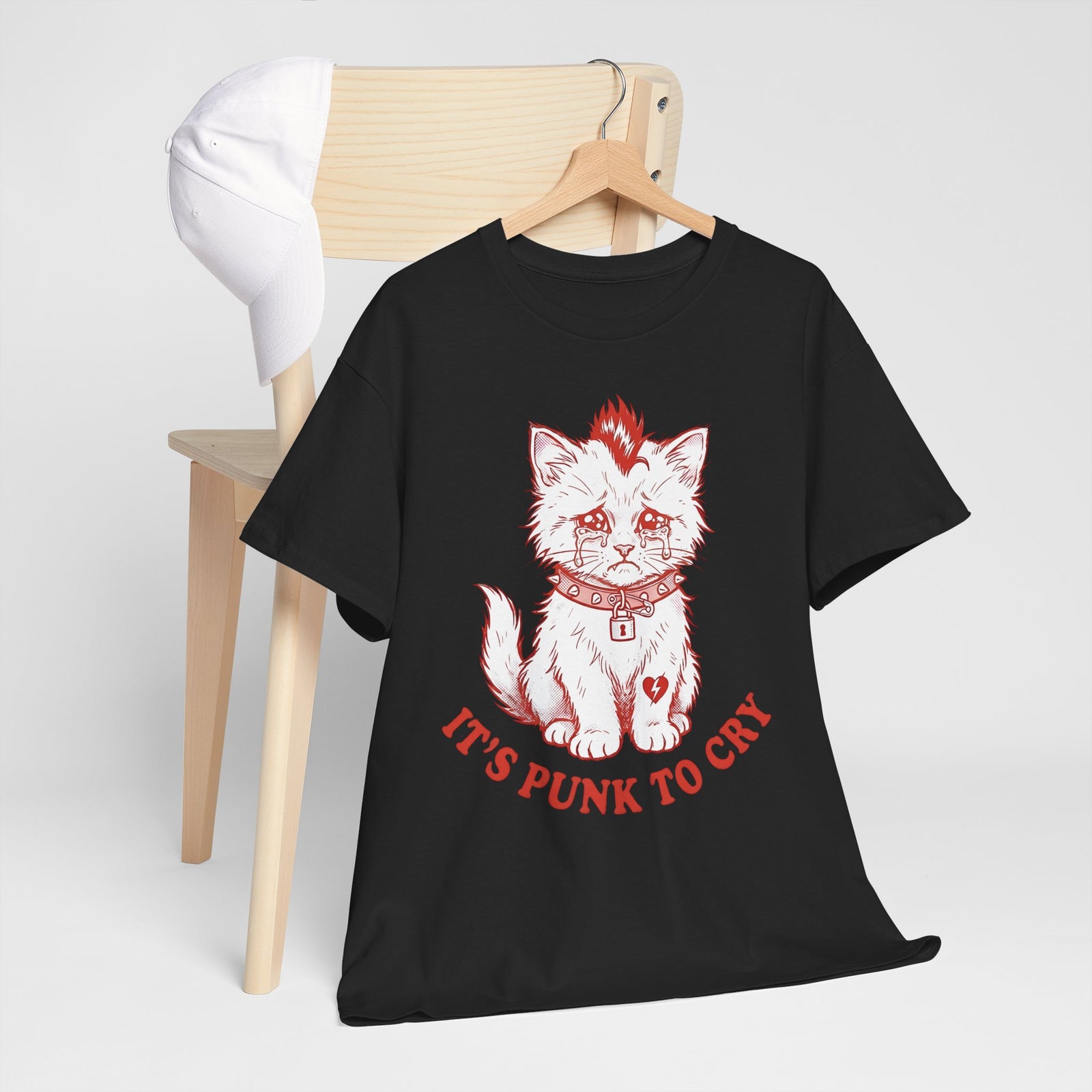 It's Punk To Cry Cat Tee — Cute Punk Cat Graphic T-Shirt