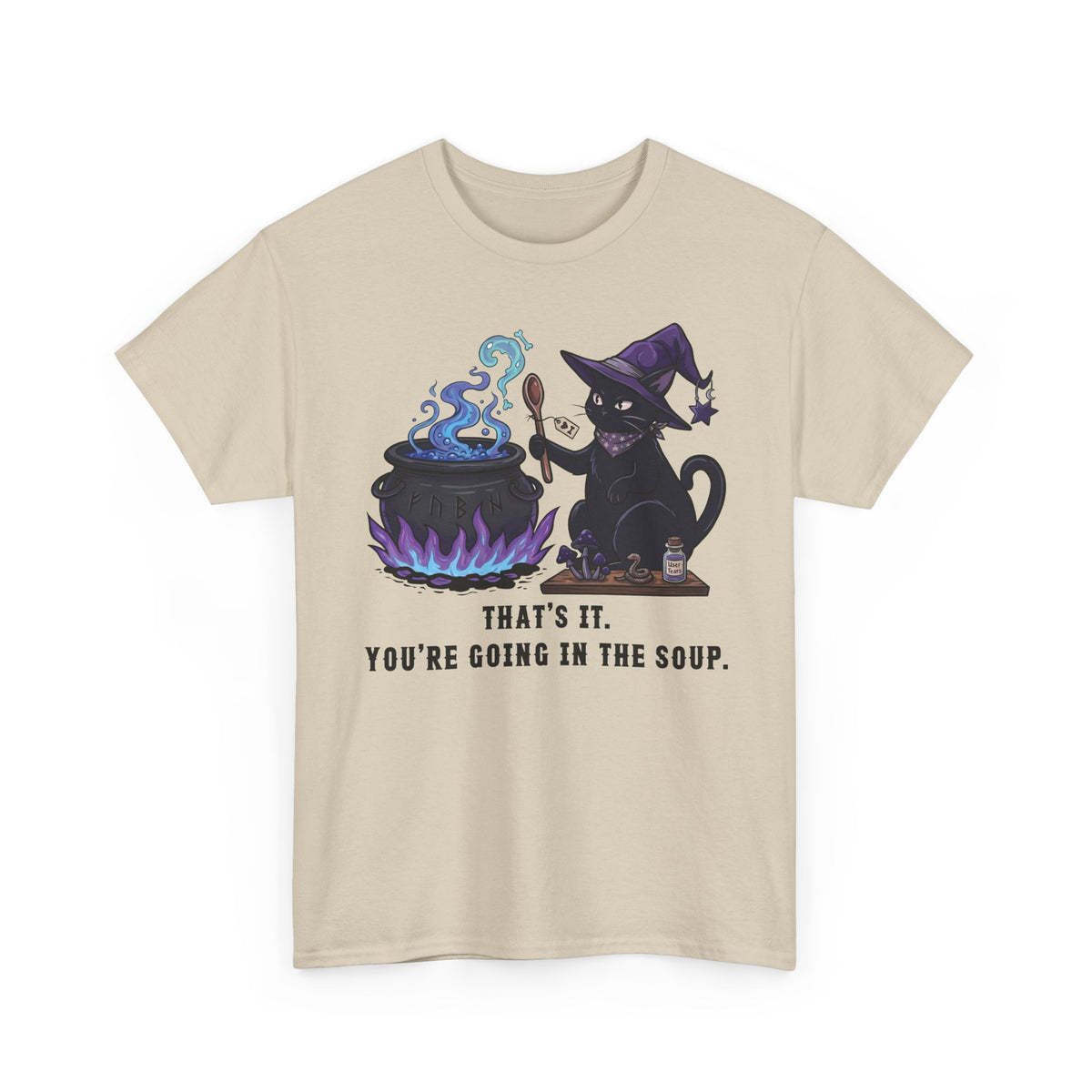 Black Cat “Purrfect Potion” Tee — Witchy Cat Graphic T-Shirt