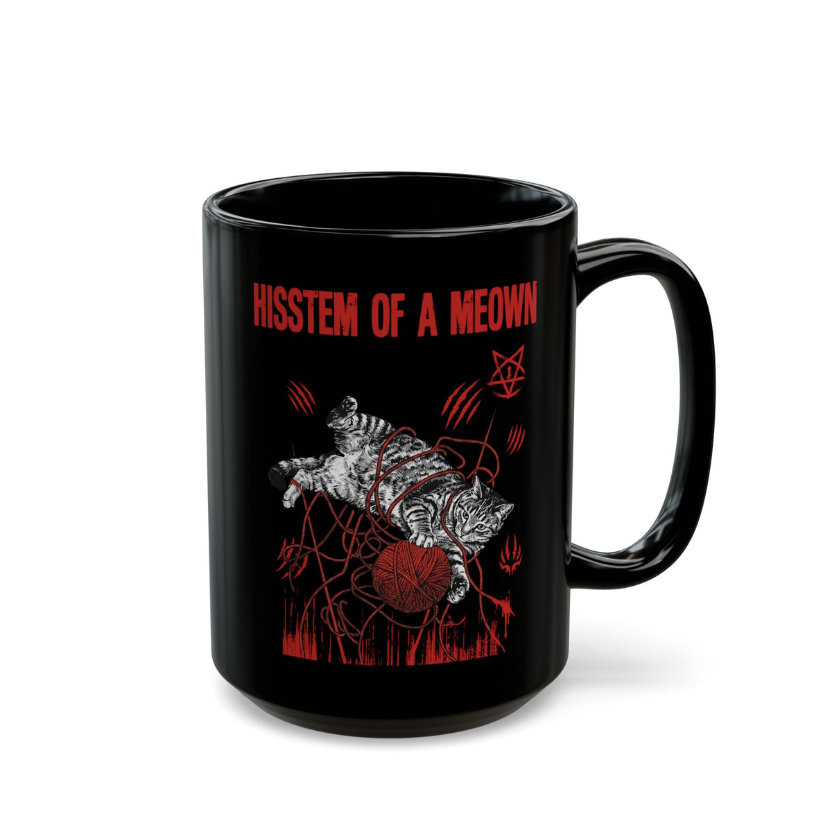Hissten Of A Meown Black Mug — Funny Cat Pun Mug