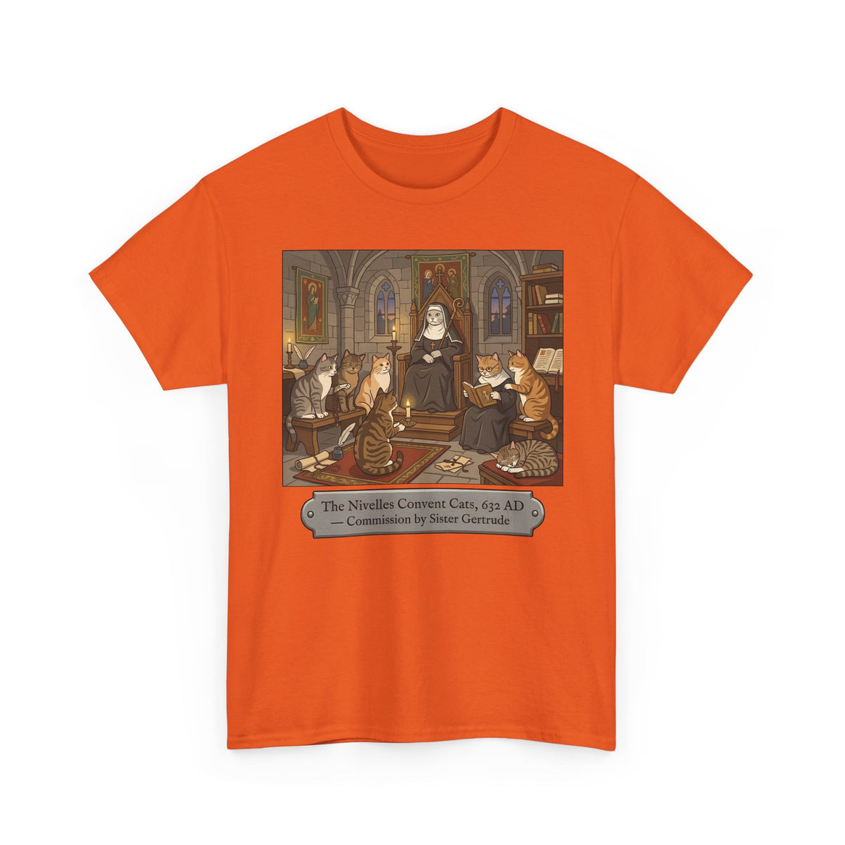 Nivelles Convent Cats T-Shirt — Vintage-Inspired Cat Illustration Tee