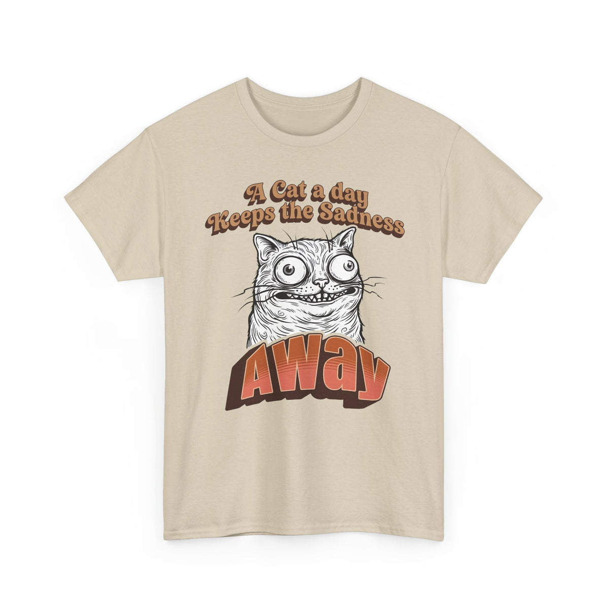 Cat A Day Keeps The Sadness Away T-Shirt — Cute Mental Health Cat Tee