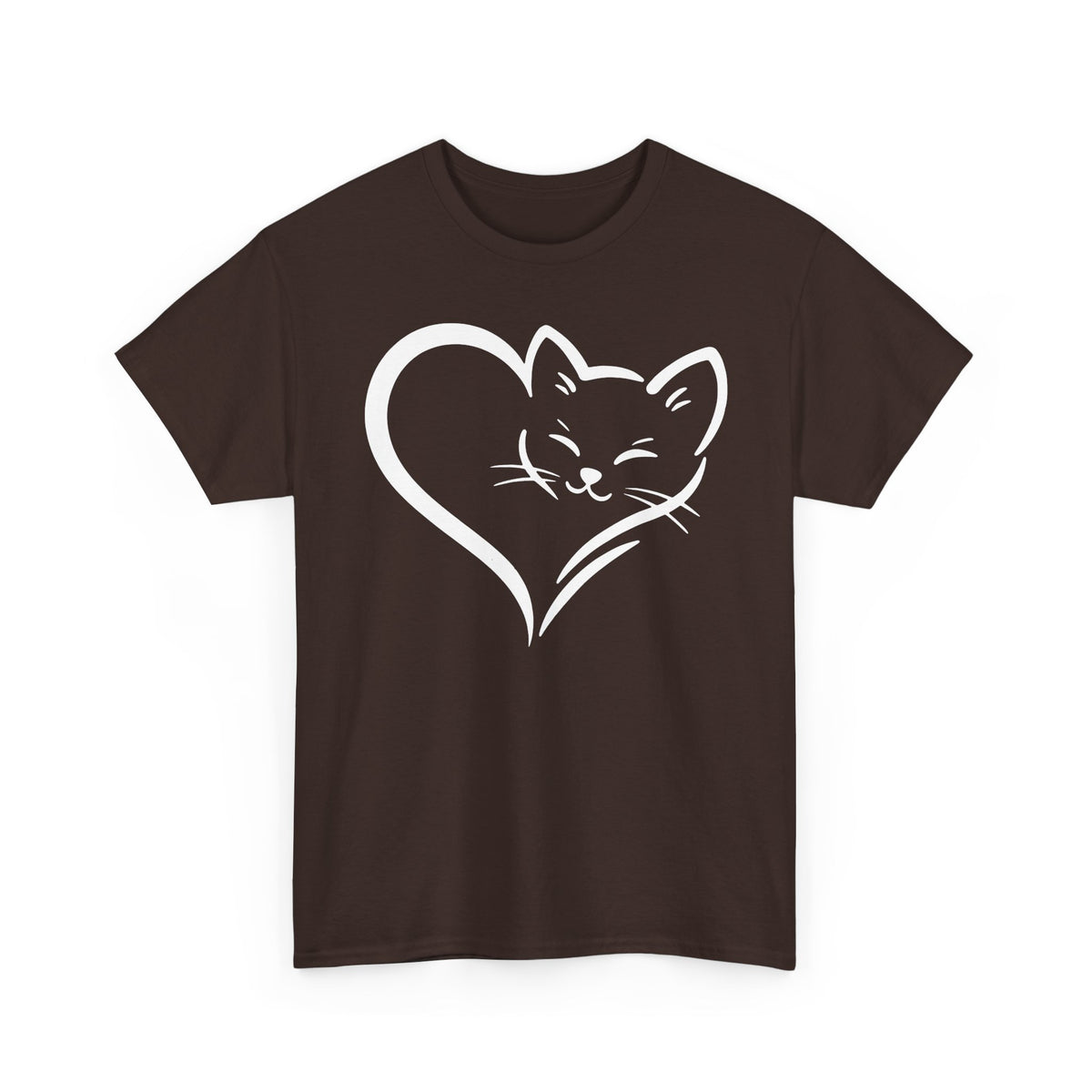 Cute Cat Heart T-Shirt - Cat Lover Gift - Adorable Cat Silhouette Tee