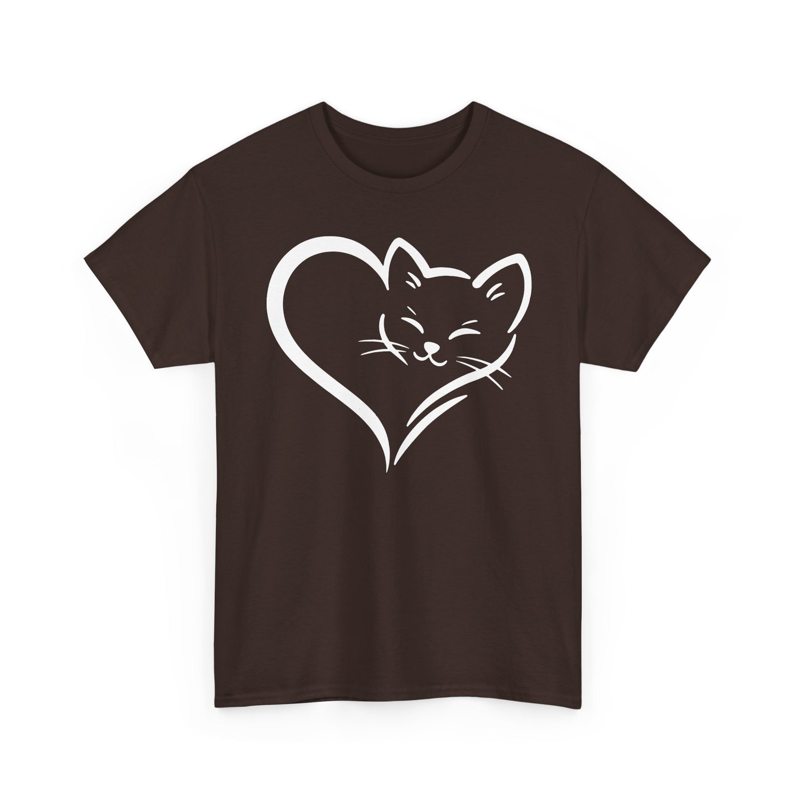 Cute Cat Heart T-Shirt - Cat Lover Gift - Adorable Cat Silhouette Tee