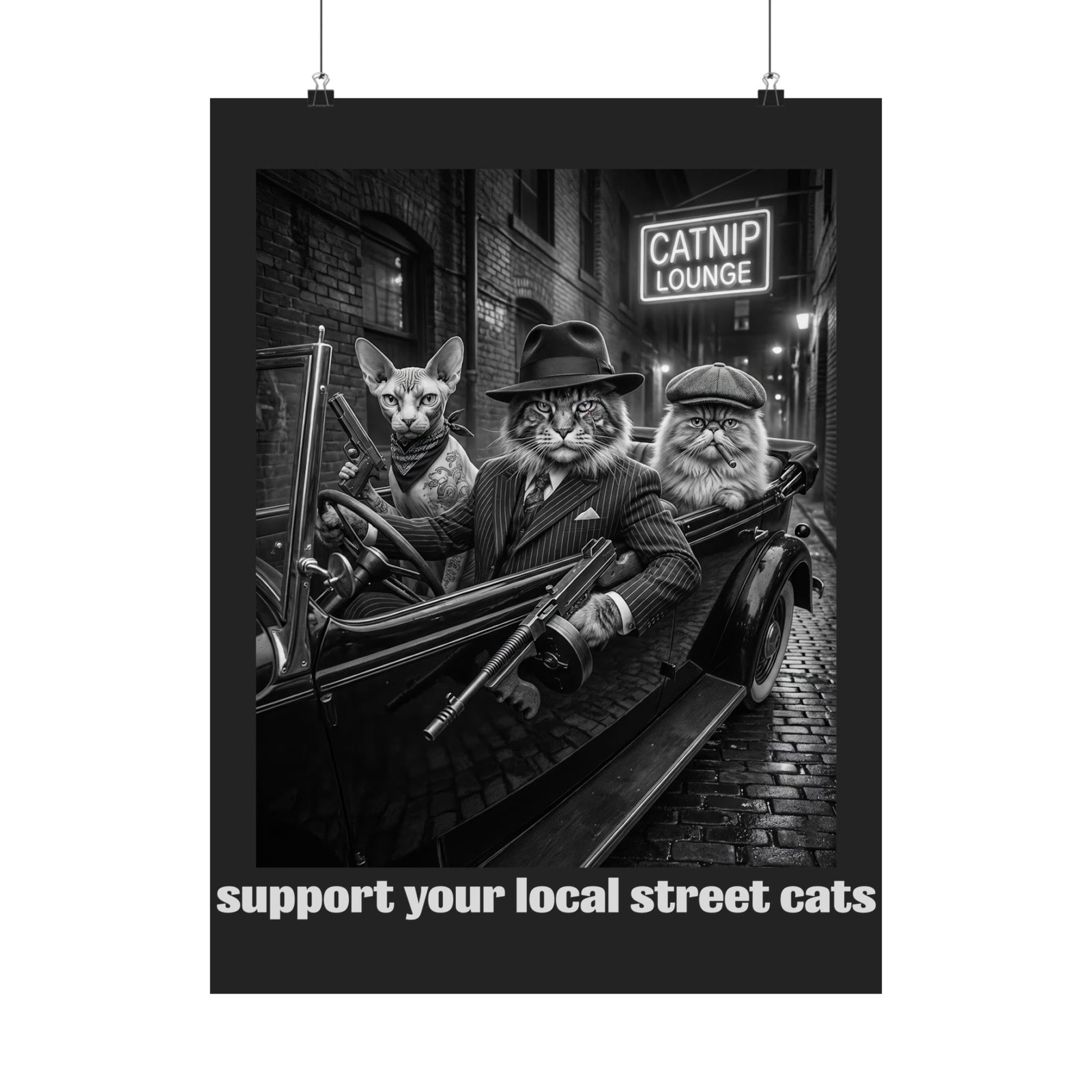 Support Your Local Street Cats T‑Poster — Retro Rescue Cat Poster