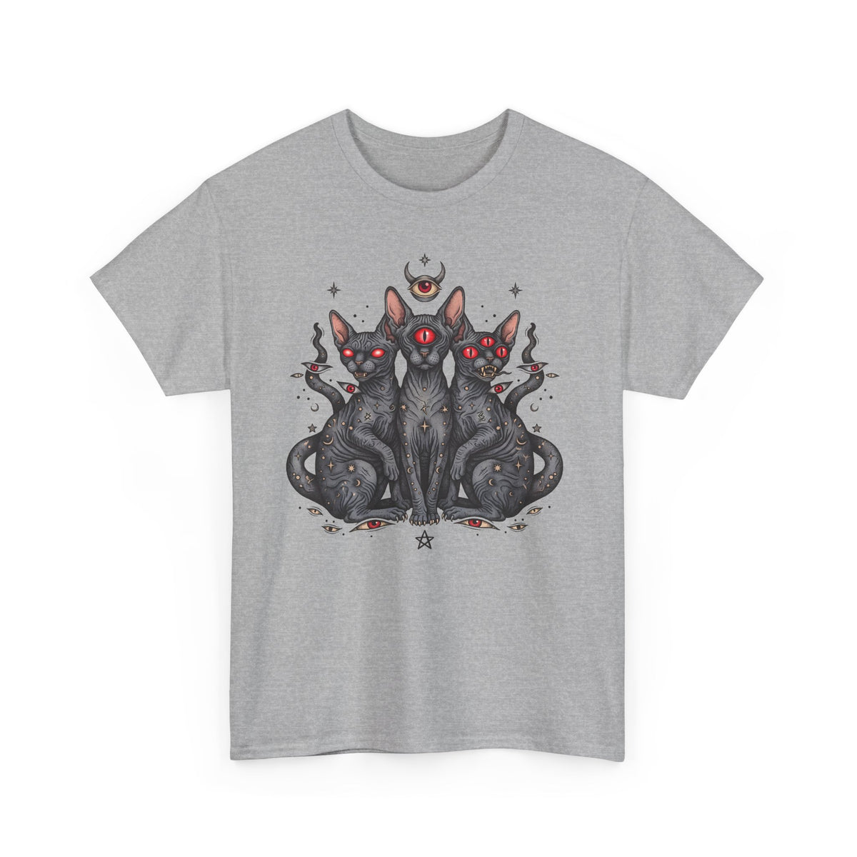 Occult Sphynx Trinity Shirt — Gothic Esoteric Hairless Cat T-Shirt