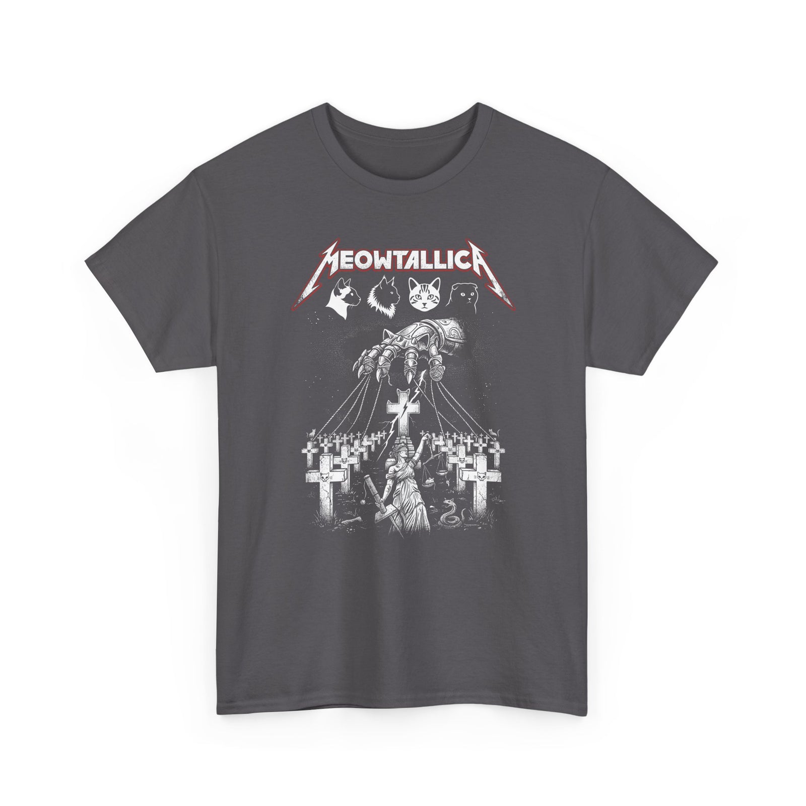 Meowtallica Graphic Tee — Metal Cat Band T-Shirt