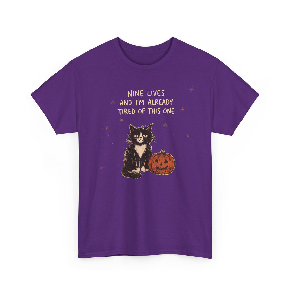 Nine Lives And I'm Already Tired Of This One Shirt — Grumpy Halloween Cat T-Shirt