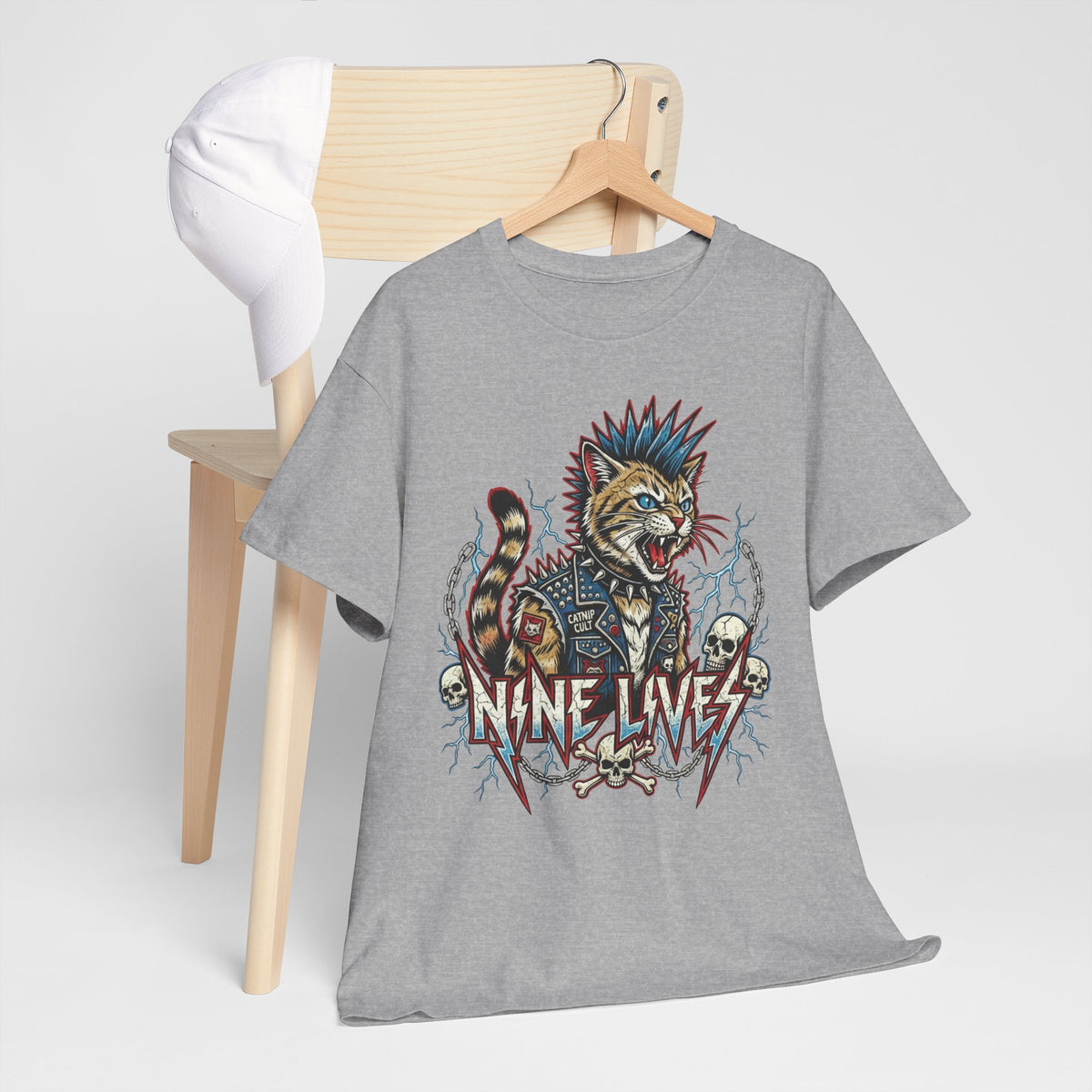 Nine Lives Cat T-Shirt — Retro Feline Graphic Tee
