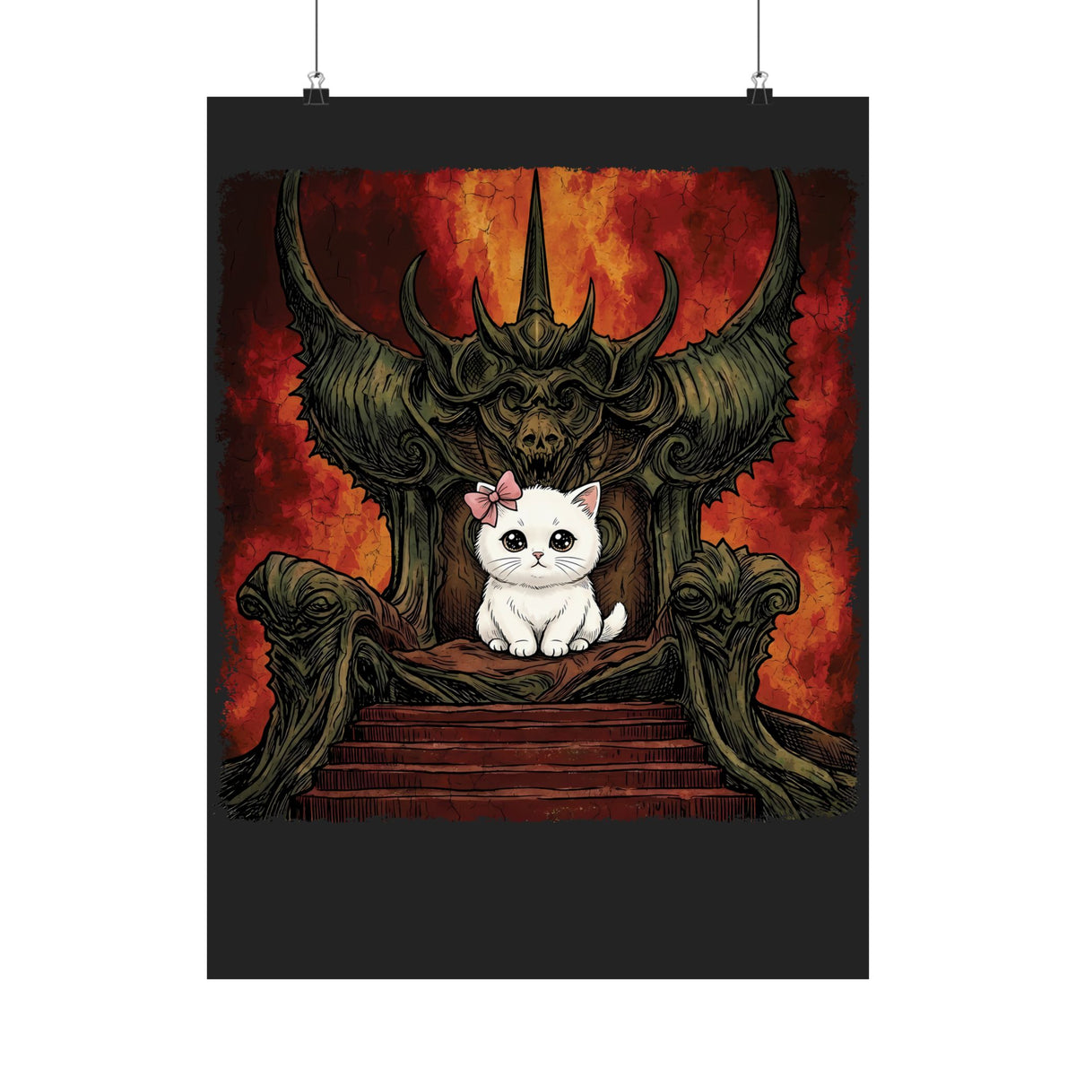 Evil Kitty Throne Kitten Poster — Cute Cat Dark Fantasy Graphic