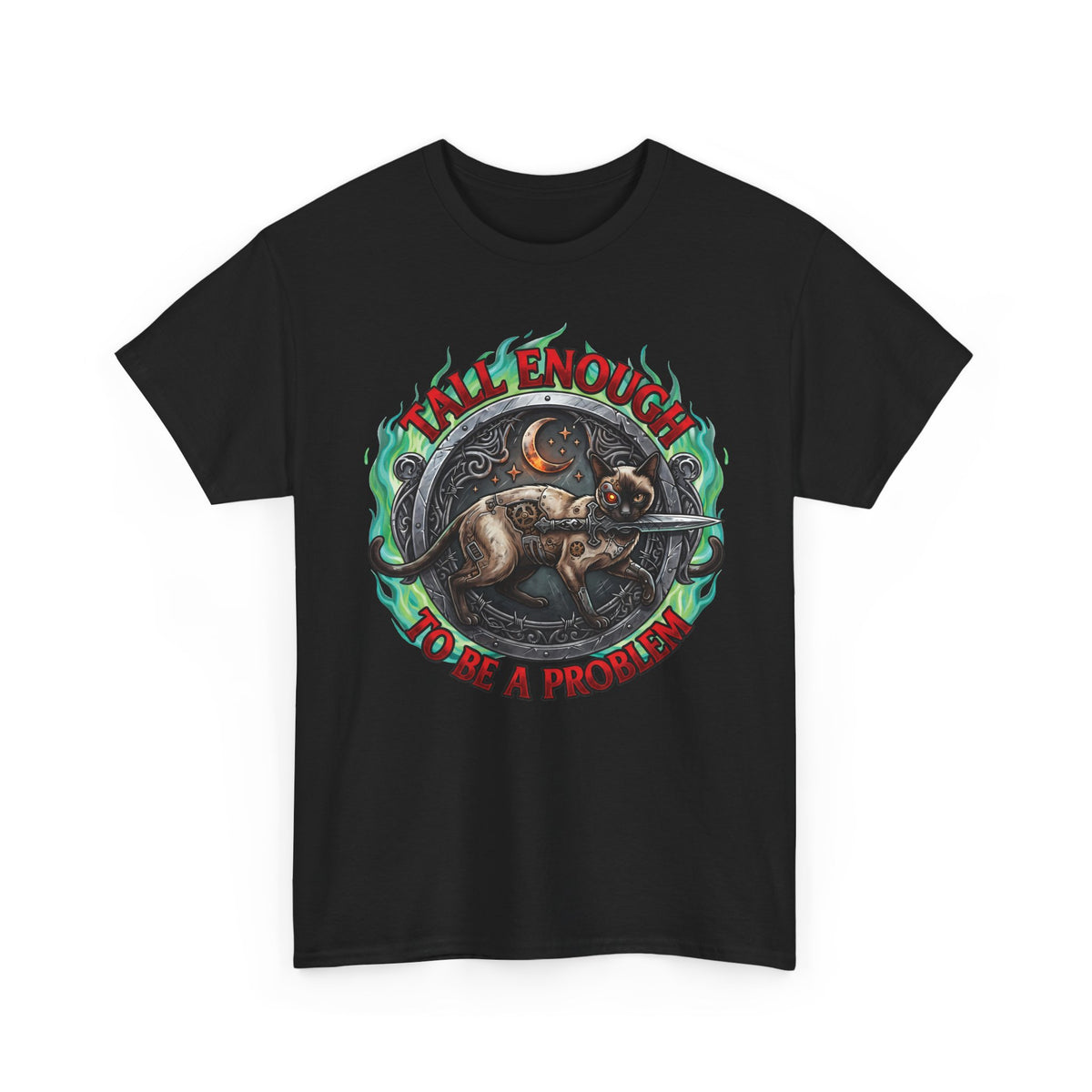 Tall Enough To Be A Problem Steampunk Cyber Cat Shirt — Gothic Dagger T-Shirt