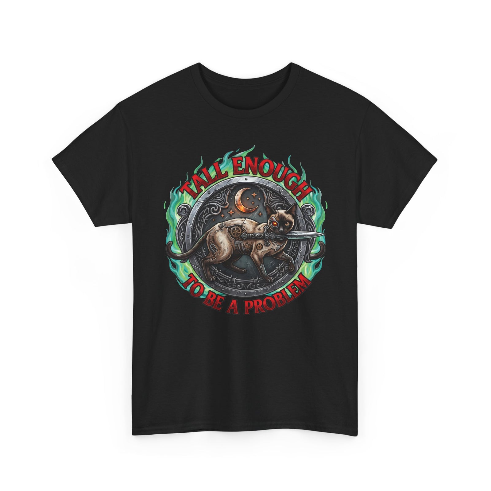 Tall Enough To Be A Problem Steampunk Cyber Cat Shirt — Gothic Dagger T-Shirt