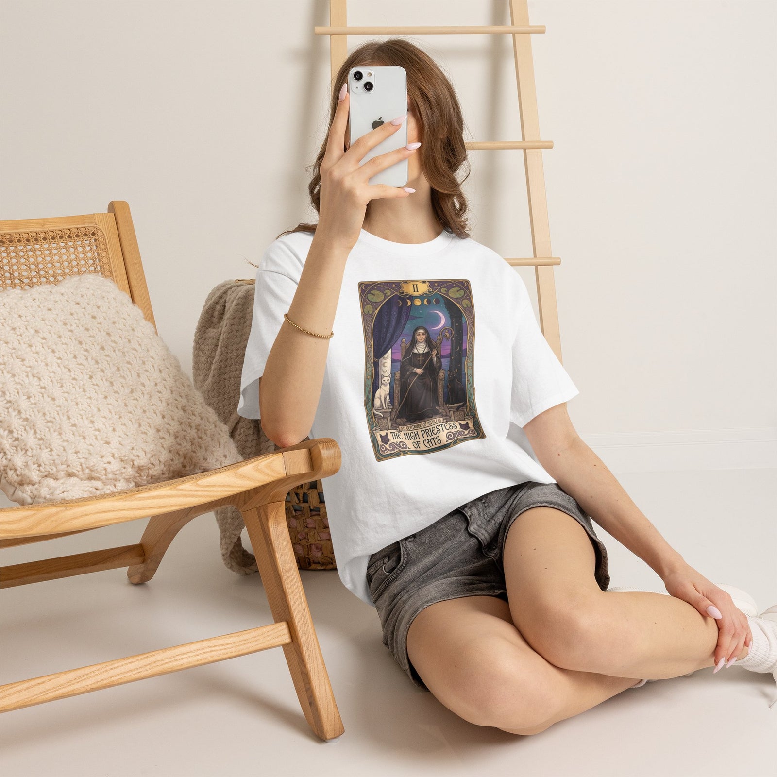 High Priestess of Cats T-Shirt — Mystical Cat Lover Tee