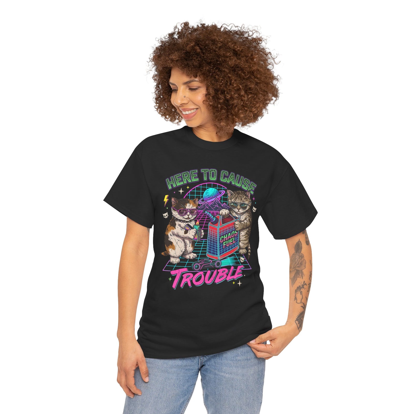 Here to Cause Trouble Naughty Cats T-Shirt