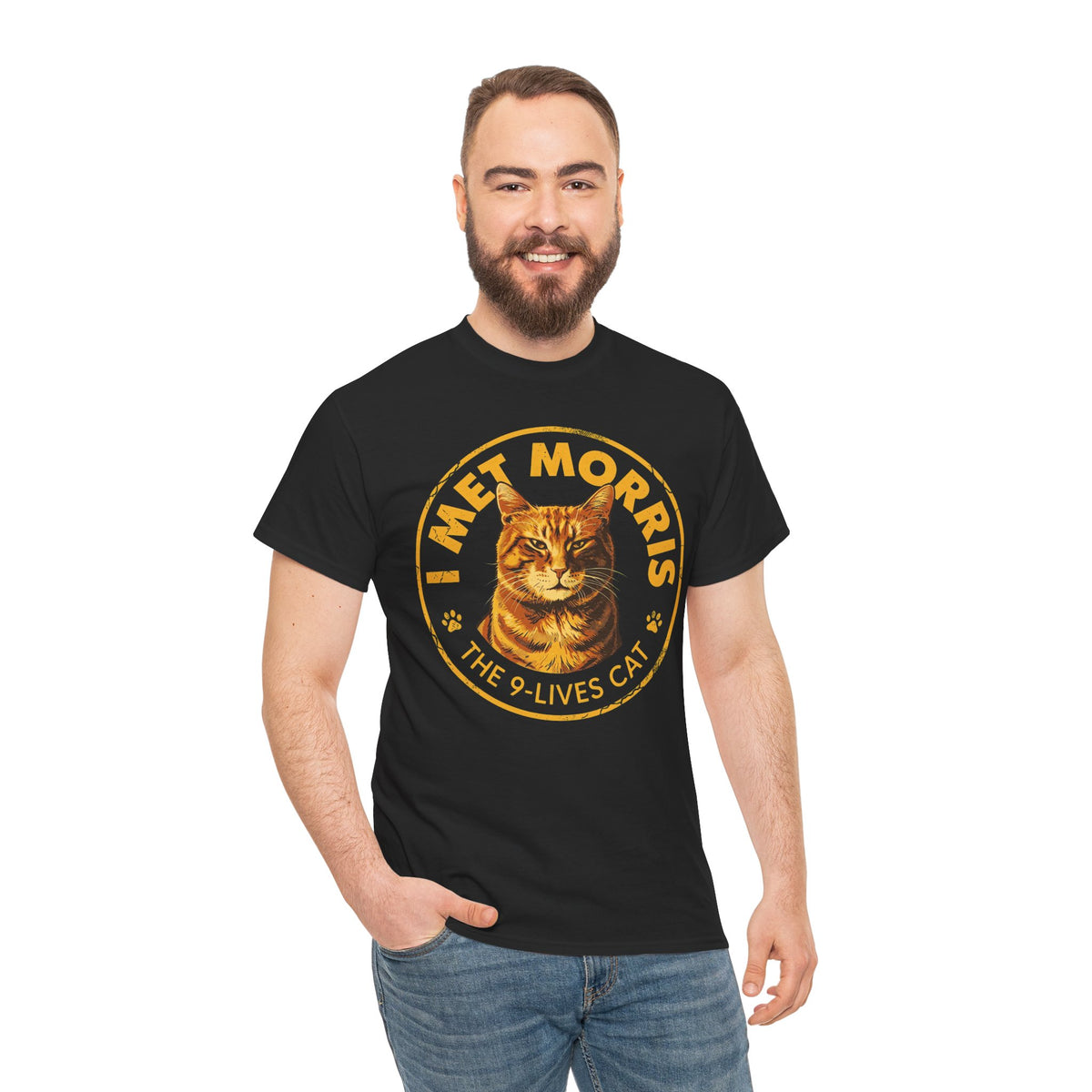 Cat T-Shirt — "I Met Morris" 9-Lives Vintage Cat Graphic Tee