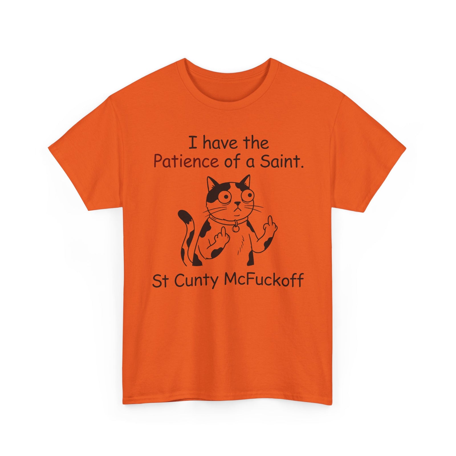 I Have the Patience of a Saint 'St Cunty Mcfuckoff' Cat T-Shirt