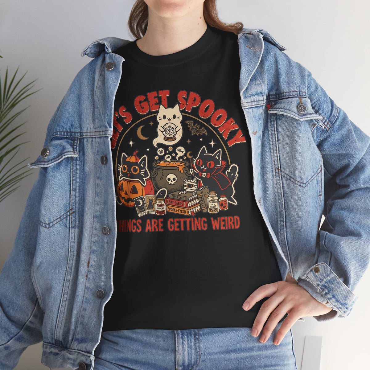 Let's Get Spooky T-Shirt — Cute Retro Halloween Cats & Pumpkins Tee ("Things Are Getting Weird")