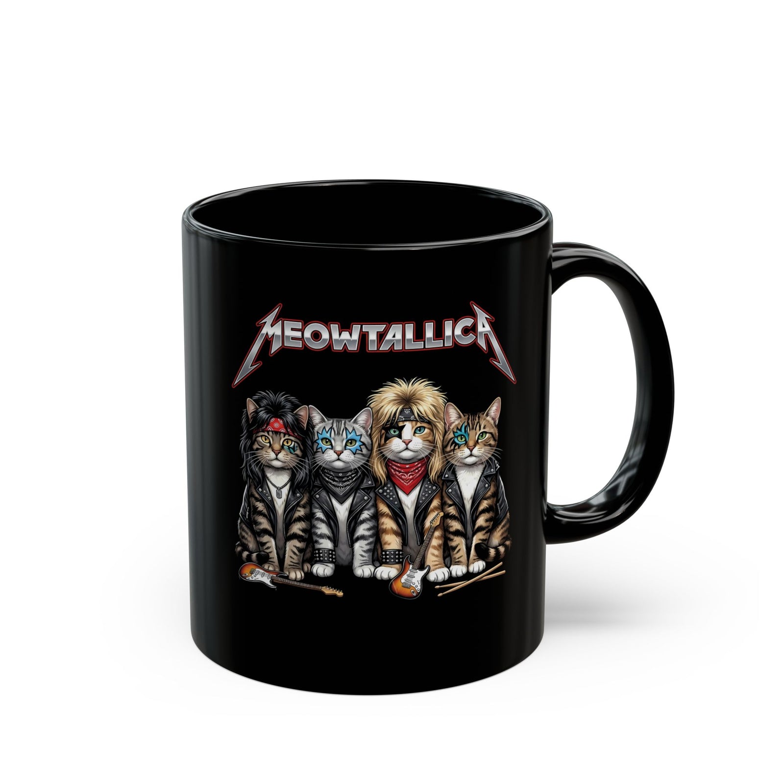 Meowtallica Heavy Metal Cat Black Mug