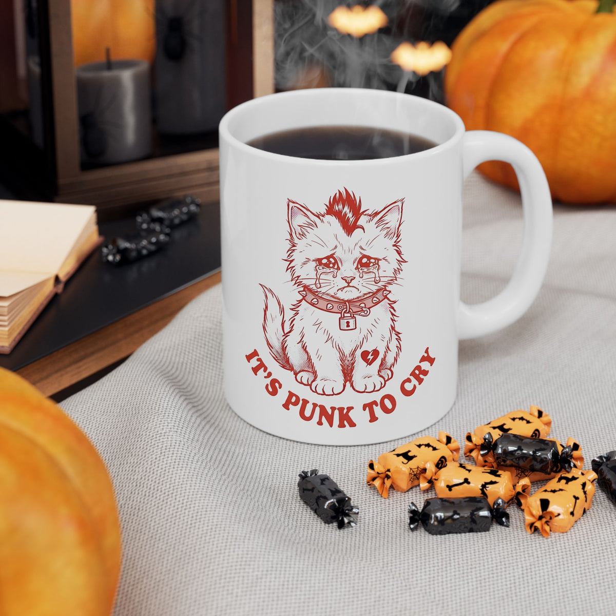 It's Punk To Cry Mug — Edgy Emotional Graphic Ceramic Mug