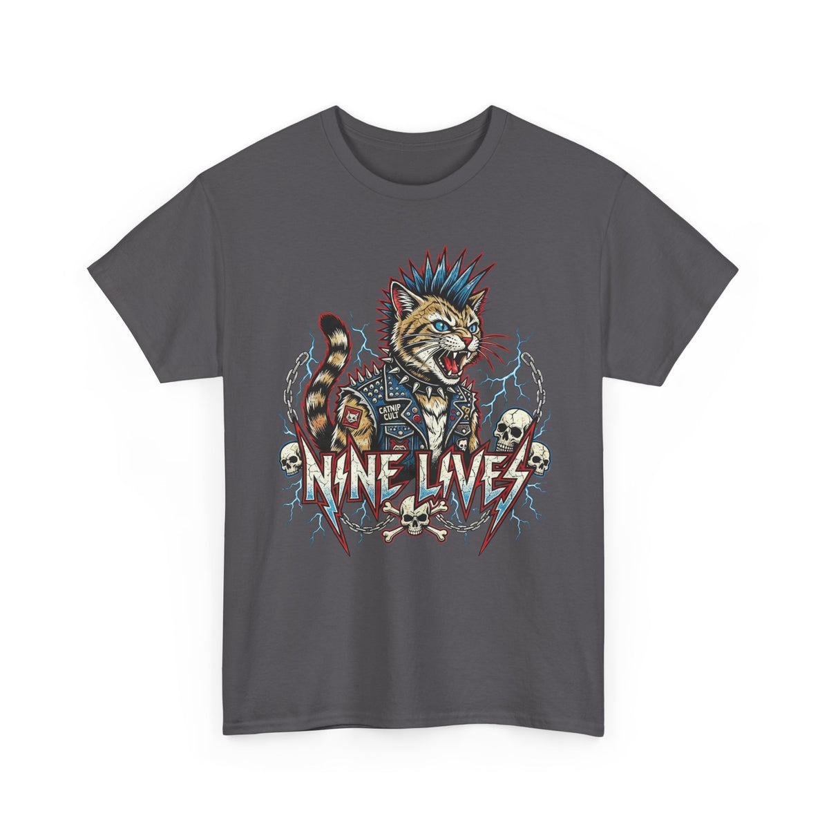 Nine Lives Cat T-Shirt — Retro Feline Graphic Tee